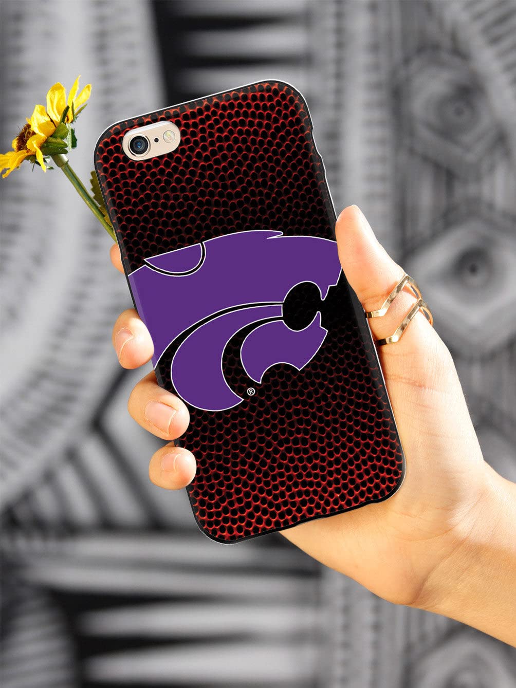 3D Textured iPhone 15 Pro Max Case with Rubber Bumper - Kansas State University Basketball Design Protective Cover for Apple iPhone 15 Pro Max - Perfect for Sports Fans and College Students