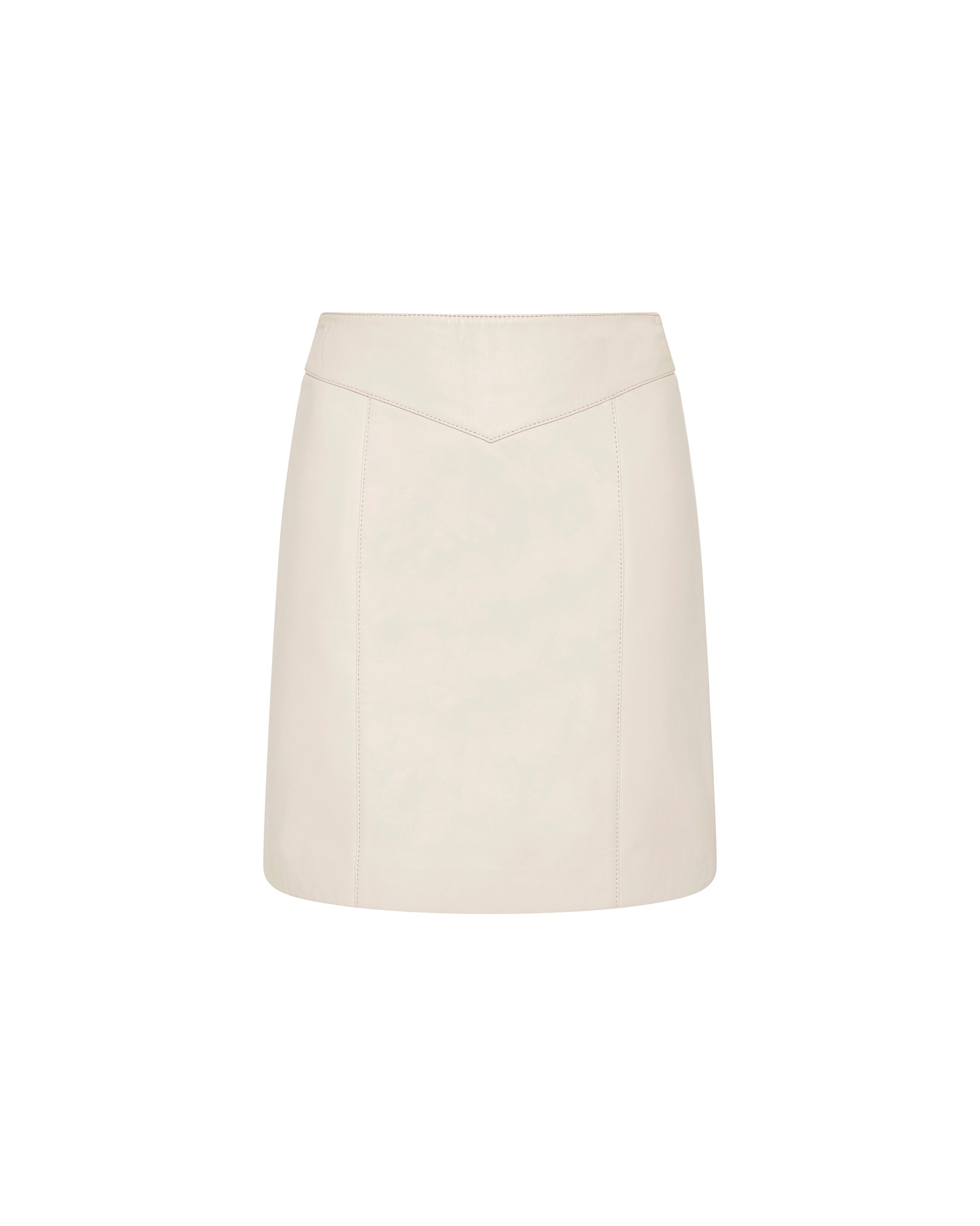 VIVIAN Genuine Leather Skirt in Off-White - Women's High Waist A-Line Mini Skirt for Casual Outfits, Date Nights & Office Wear