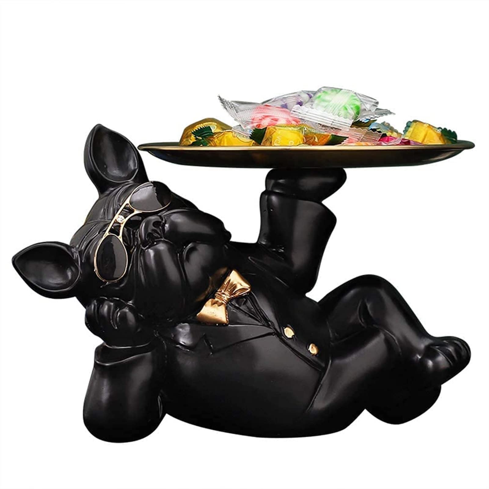 Modern Dog Figurine Storage Tray - Jewelry Key Watch Organizer, Home Decor Sculpture with Plate - Perfect for Entryway, Bedroom & Office Desk Decor (Color: A)