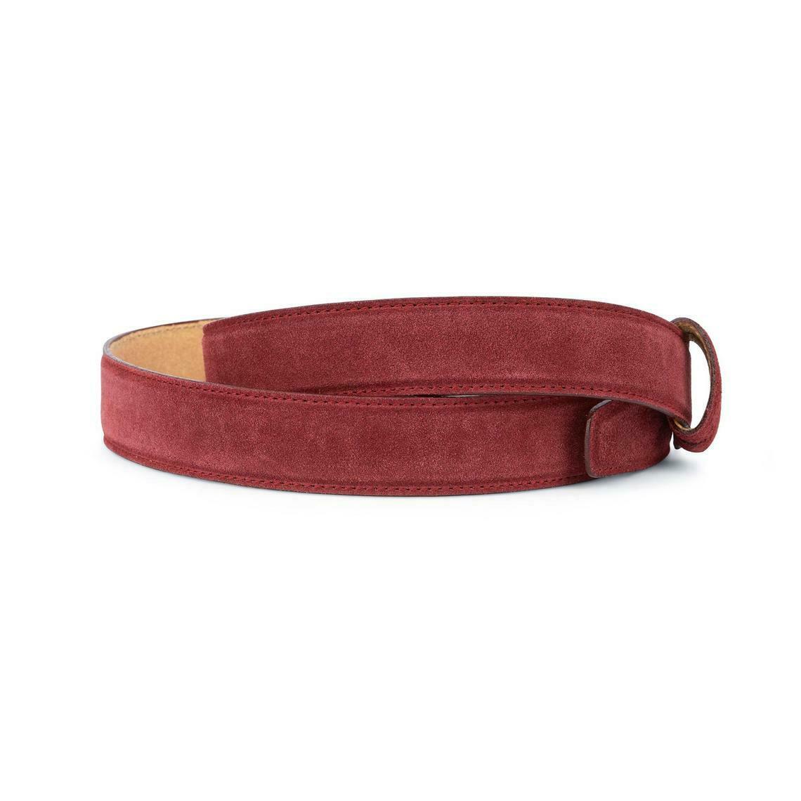 Montblanc Buckle Burgundy Suede Leather Belt for Men - 35mm Wide Genuine Leather Strap - Perfect for Business, Casual & Formal Wear