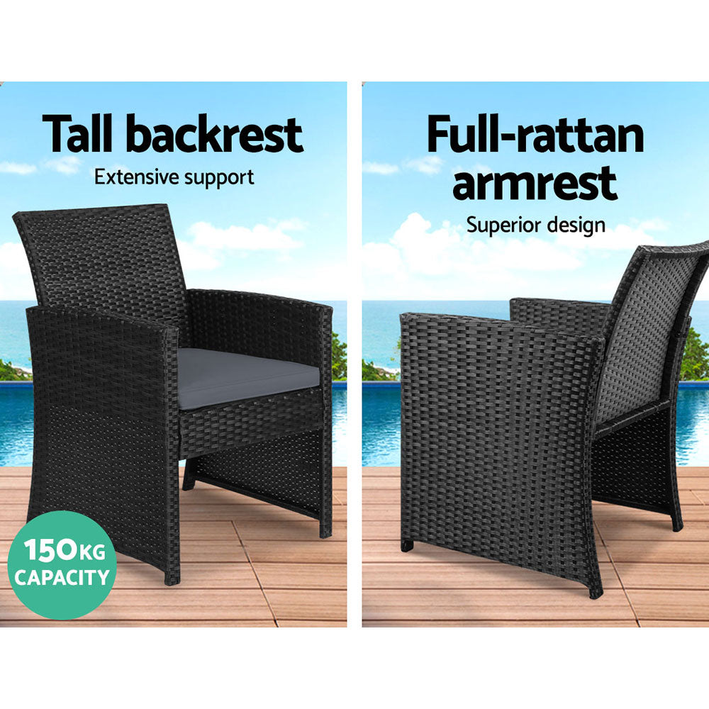 4-Piece Outdoor Rattan Sofa Set with Table - Black Patio Garden Furniture for Backyard, Poolside & Terrace Relaxation