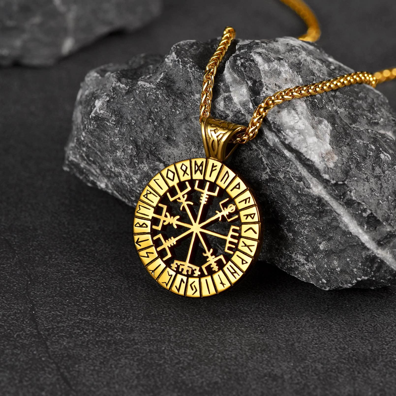 FaithHeart Viking Medal Necklace for Men - Stainless Steel Norse Mythology Pendant with Gift Box - Perfect for Viking Lovers, Cosplay, and Norse Jewelry Collectors