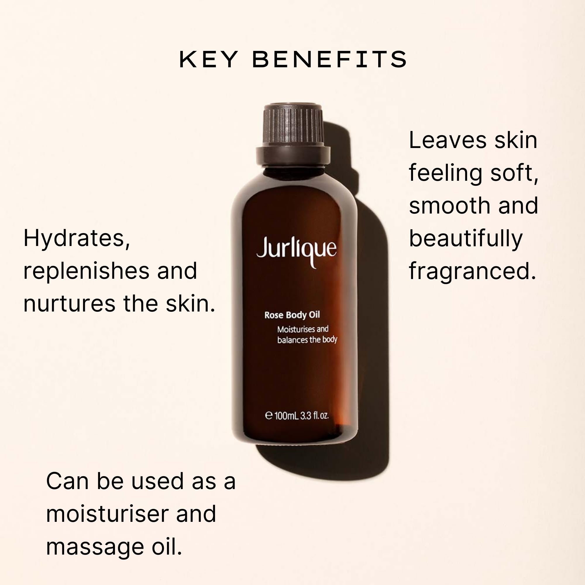 Jurlique Rose Body Oil 3.4 fl oz (100ml) - Hydrating & Nourishing Dry Skin - Perfect for Massage, Aromatherapy & Daily Moisturizing