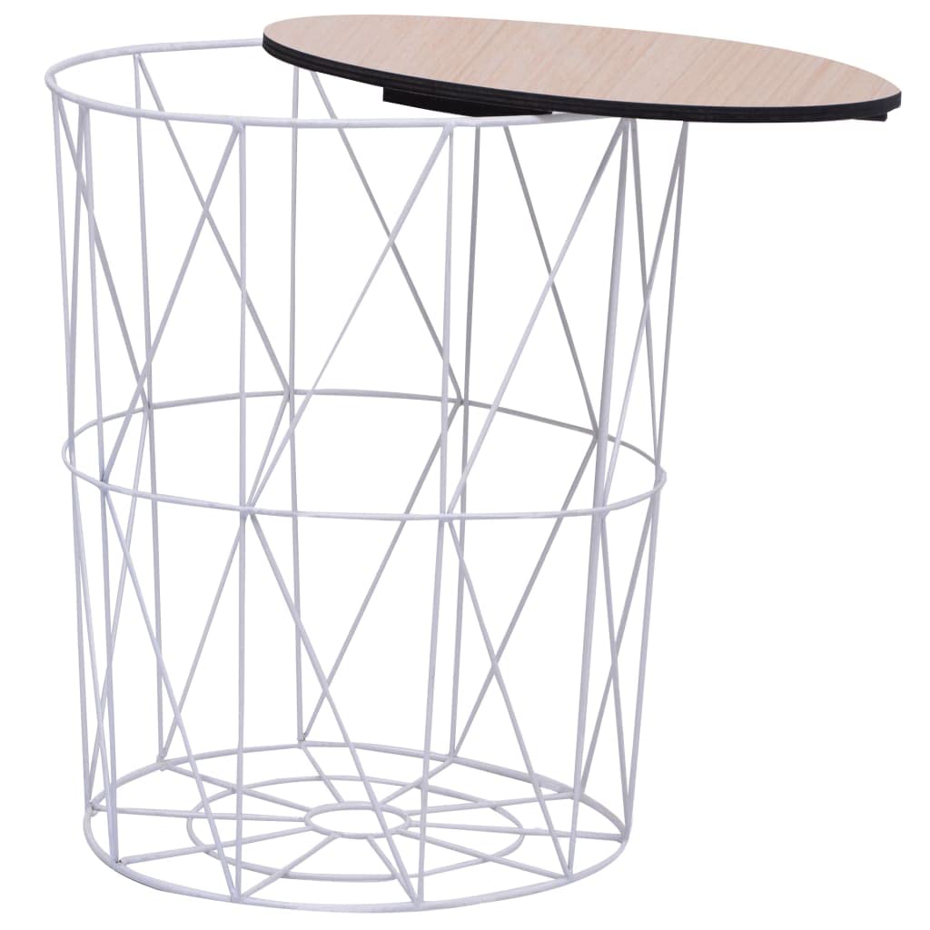 SKM White Coffee Table 18.5 Inch Round - Modern Living Room Furniture for Small Spaces & Apartments