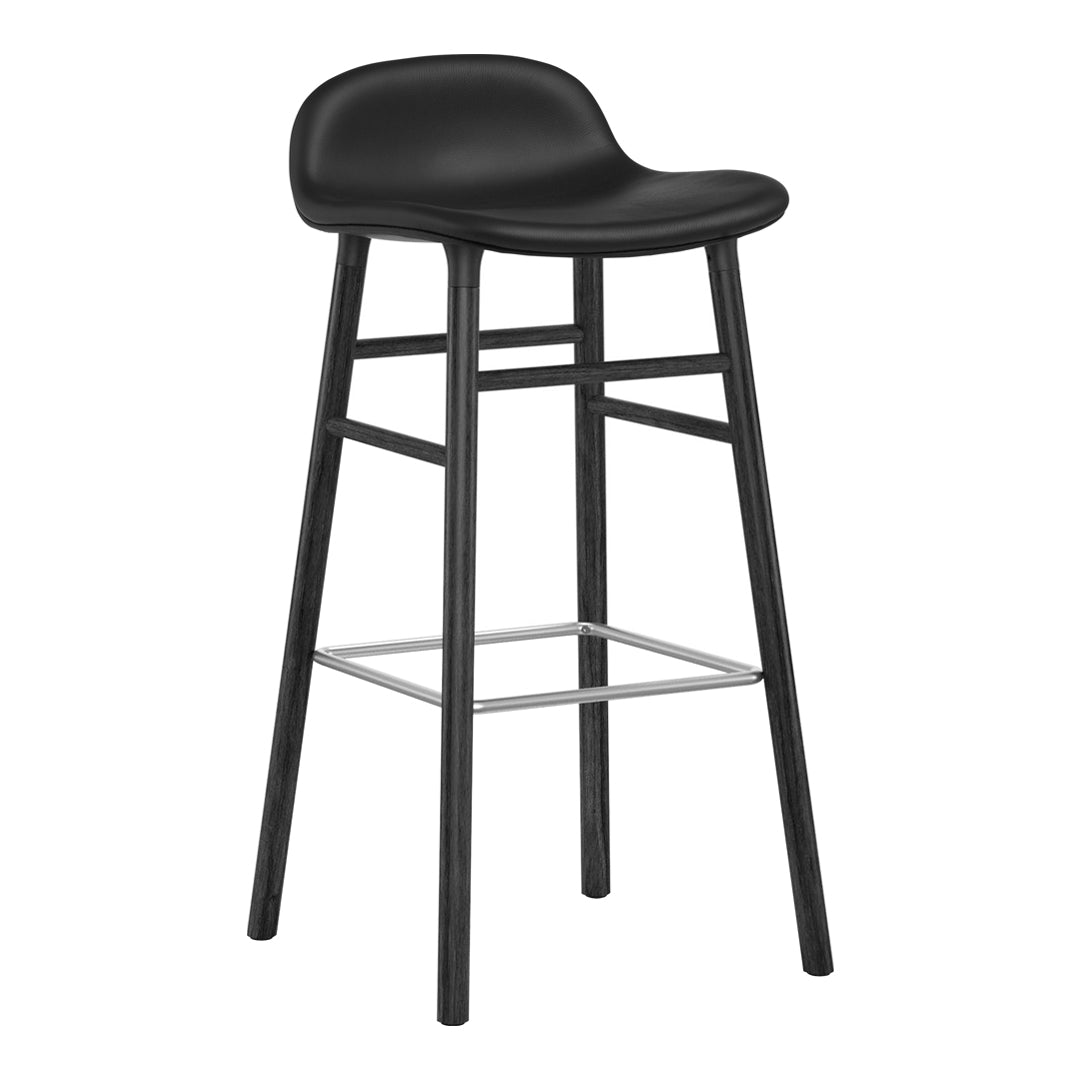 Modern Form Bar Stool with Wooden Legs & Upholstered Seat - Perfect for Kitchen Islands, Home Bars & Dining Counter Height Tables