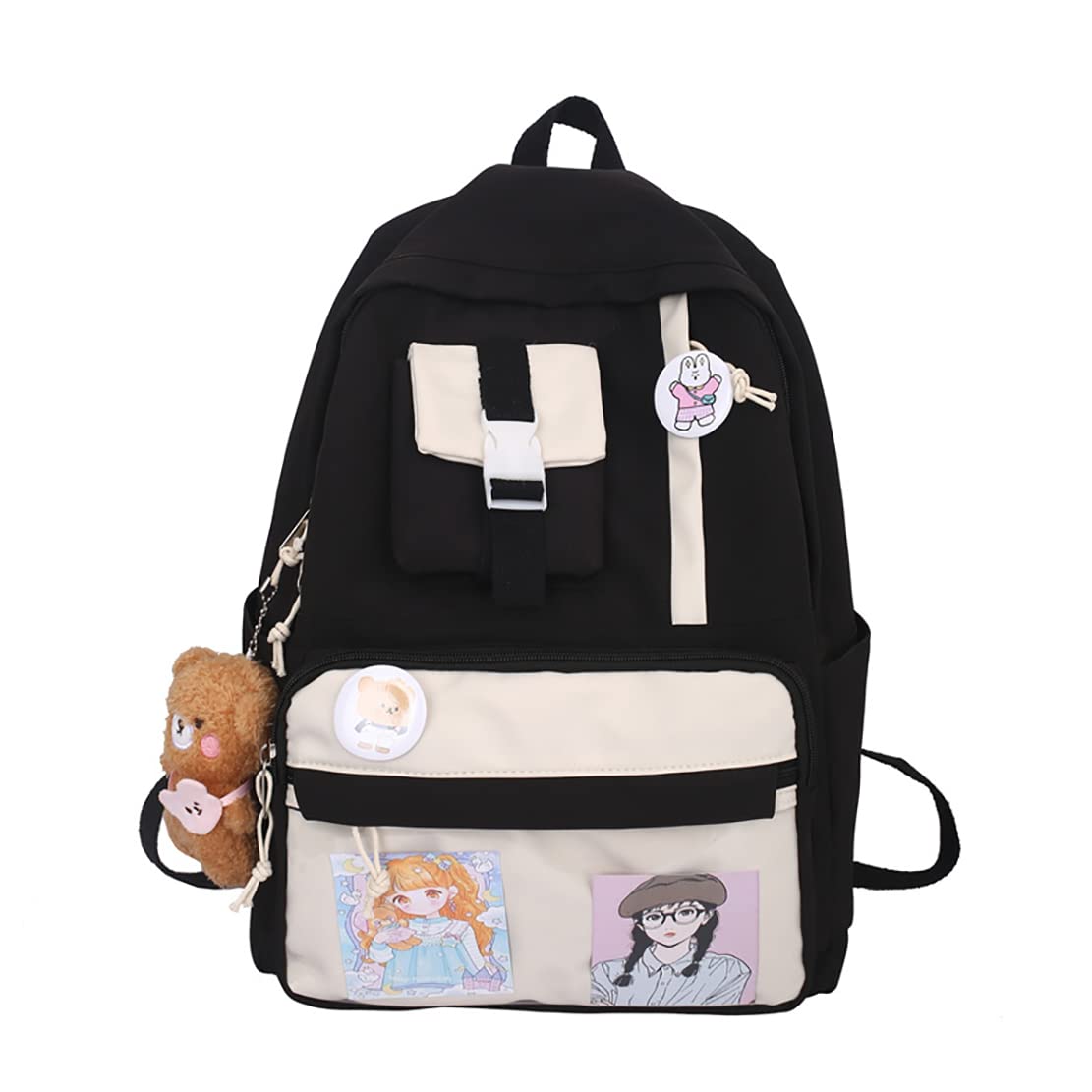 Cute Aesthetic Backpack for Women & Girls - Large Capacity Kawaii School Backpack with Adorable Accessories | Perfect for College, Travel & Everyday Use