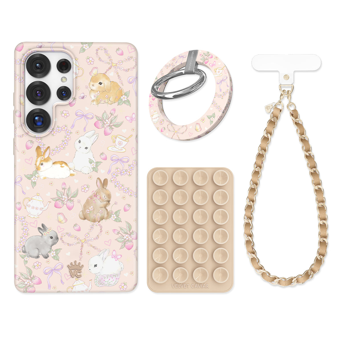 Bunnies & Bows Samsung Phone Case with Grip - Cute Bunny Design & Bow Accessories for Samsung Galaxy (Model) - Perfect for Everyday Use, Gifts & Special Occasions
