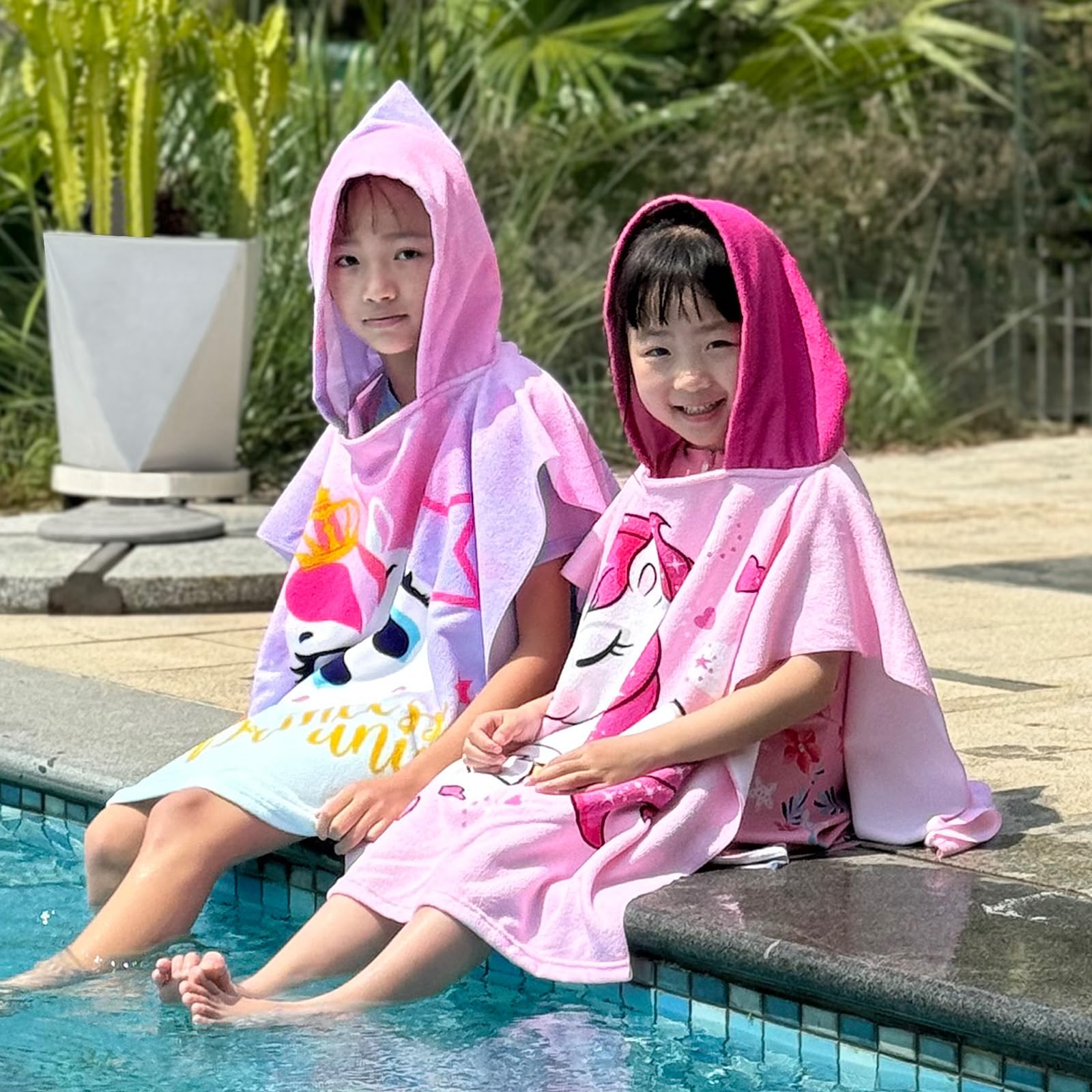 **Unicorn Hooded Kids Beach Towel - Quick Dry Lightweight Microfiber Swim Cover-Up for Toddlers Ages 1-6 | Soft Bath & Pool Towel for Boys & Girls (24x23 Inches, Pink) - Perfect for Beach, Pool & After-Swim Warmth**