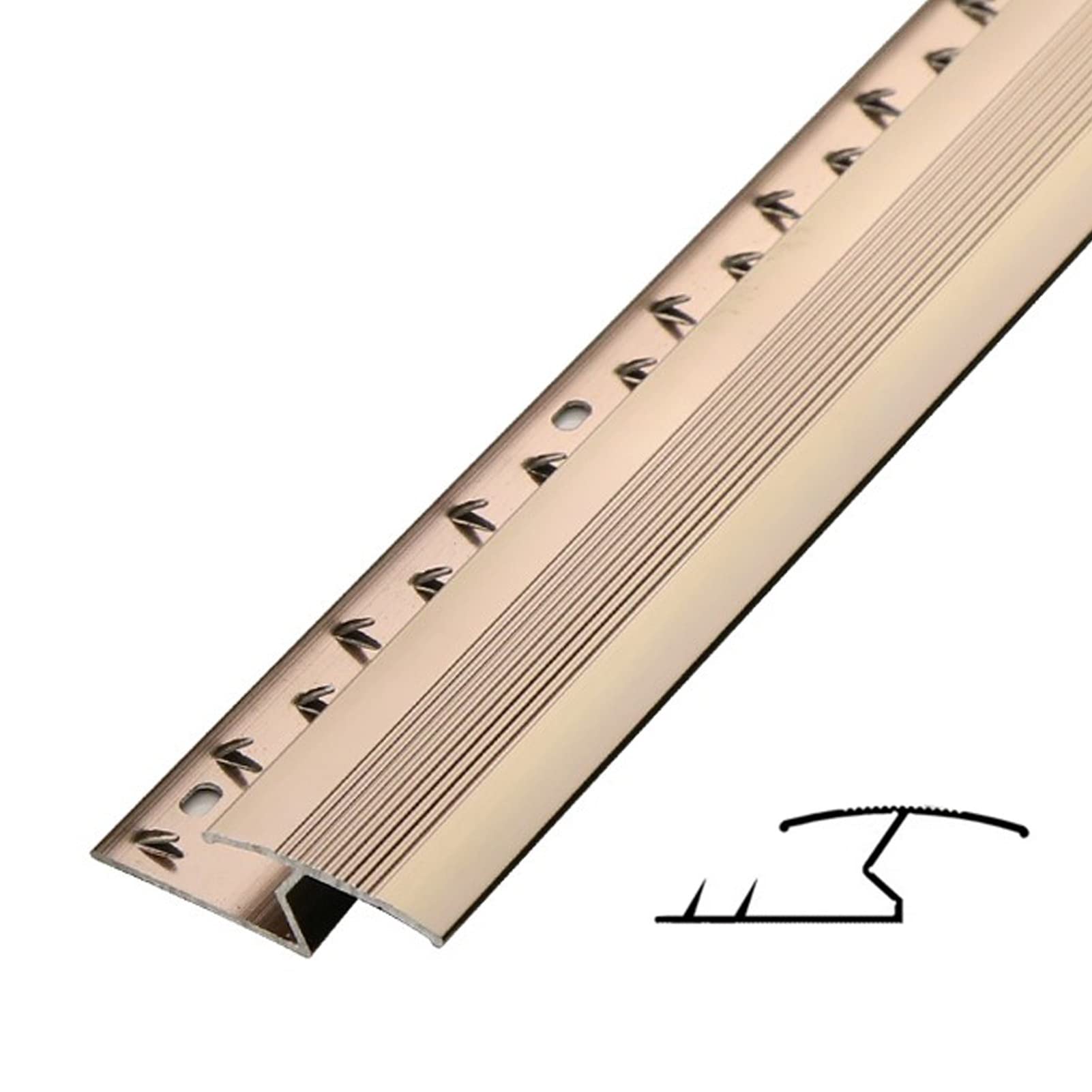 MBROS Customizable Carpet Threshold Strip - Aluminum Alloy Transition Strip for Smooth Flooring Between Carpet to Wood, Tile & Hard Floors | Perfect for Doorways, Stair Edges & Room Dividers | Durable Home & Office Flooring Solution