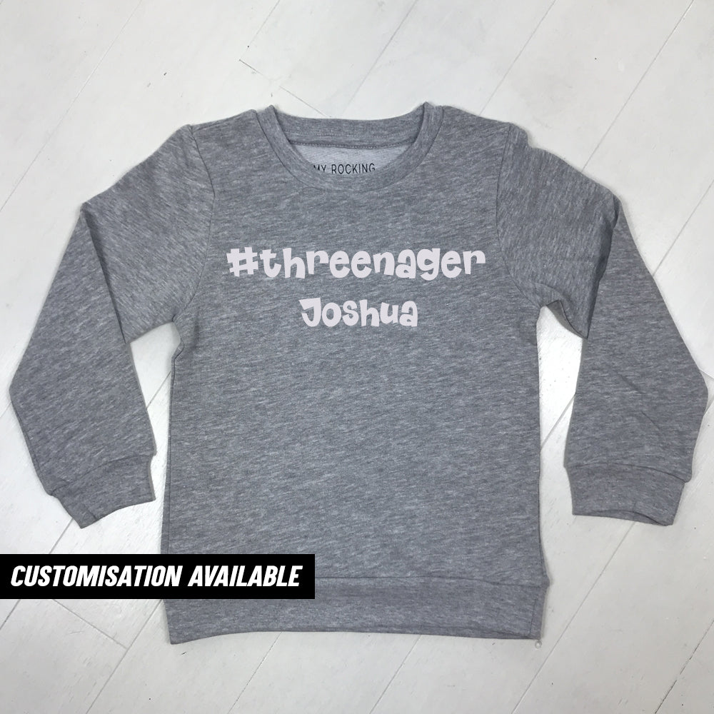 Threenager Sweatshirt - Funny Toddler T-Shirt for 3 Year Olds | MRK X Collection | Perfect for Birthday Gifts & Family Photos