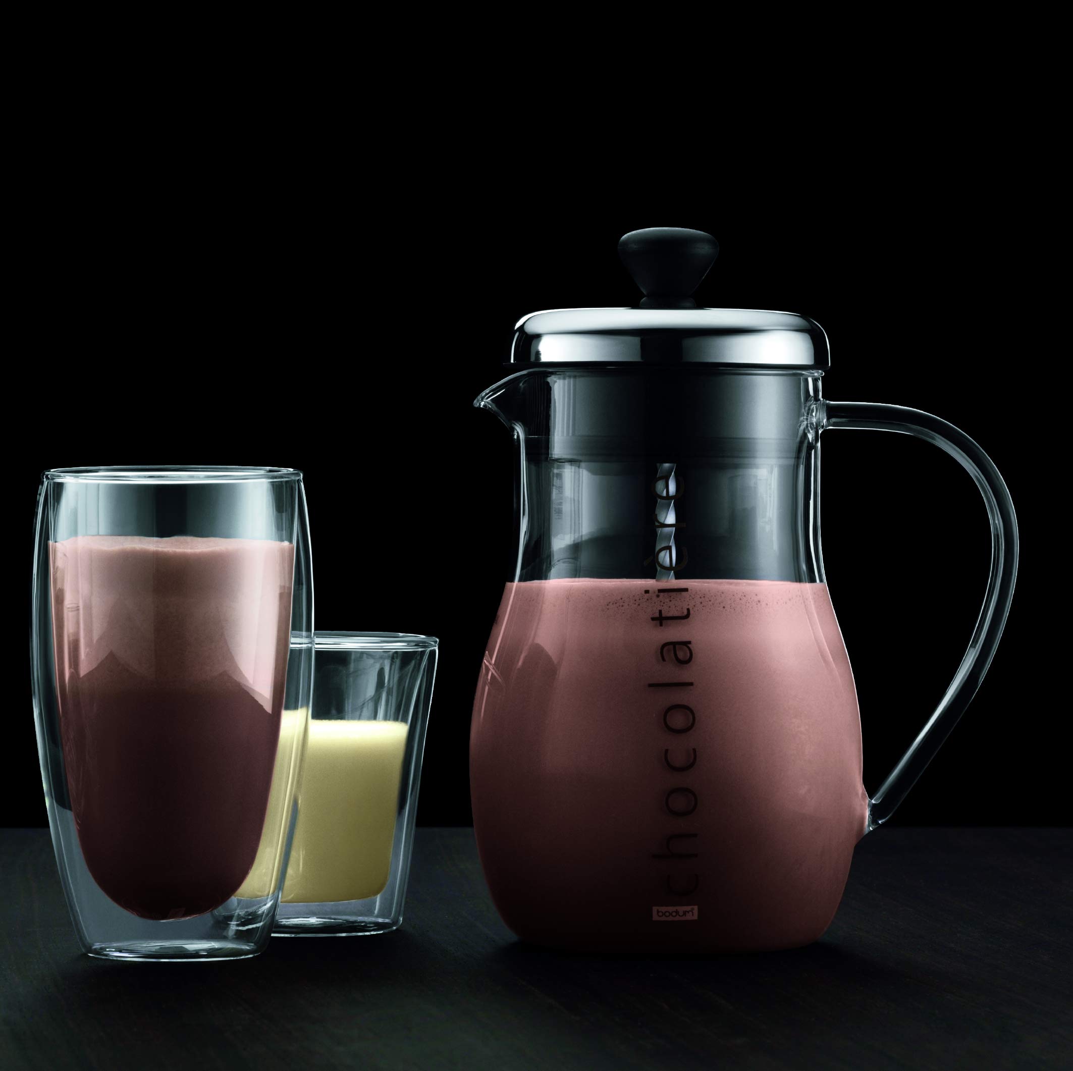 Bodum Chocolatiere Glass Hot Chocolate Maker & Frother - Perfect for Homemade Hot Cocoa, Coffee, and Milk Frothing - Ideal for Cozy Nights, Holiday Gifts & Coffee Shops