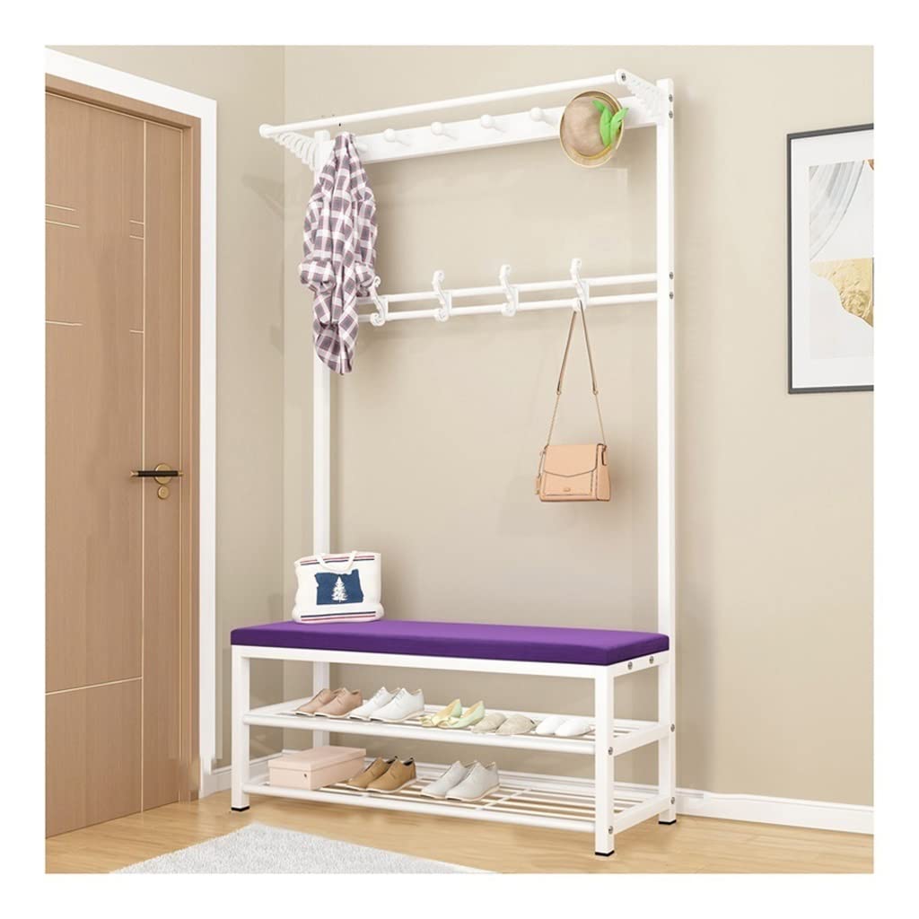 Industrial Coat Rack with Shoe Bench & Storage - 3-in-1 Entryway Hall Tree with Metal Frame, 3-Tier Shelves & Hooks | Space-Saving Entry Organizer for Home, Apartment & Office (Easy Assembly)