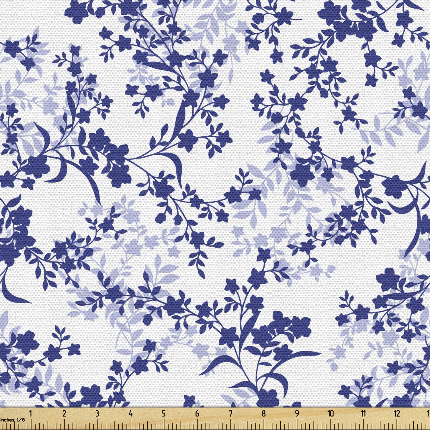 Ambesonne Floral Fabric by The Yard - Spring Blossom Tree Pattern in Lavender Blue & Indigo | Decorative Upholstery Fabric for Sofa, Curtains & Home Decor | 1 Yard Cotton Fabric for DIY Crafts, Pillows & Sewing Projects