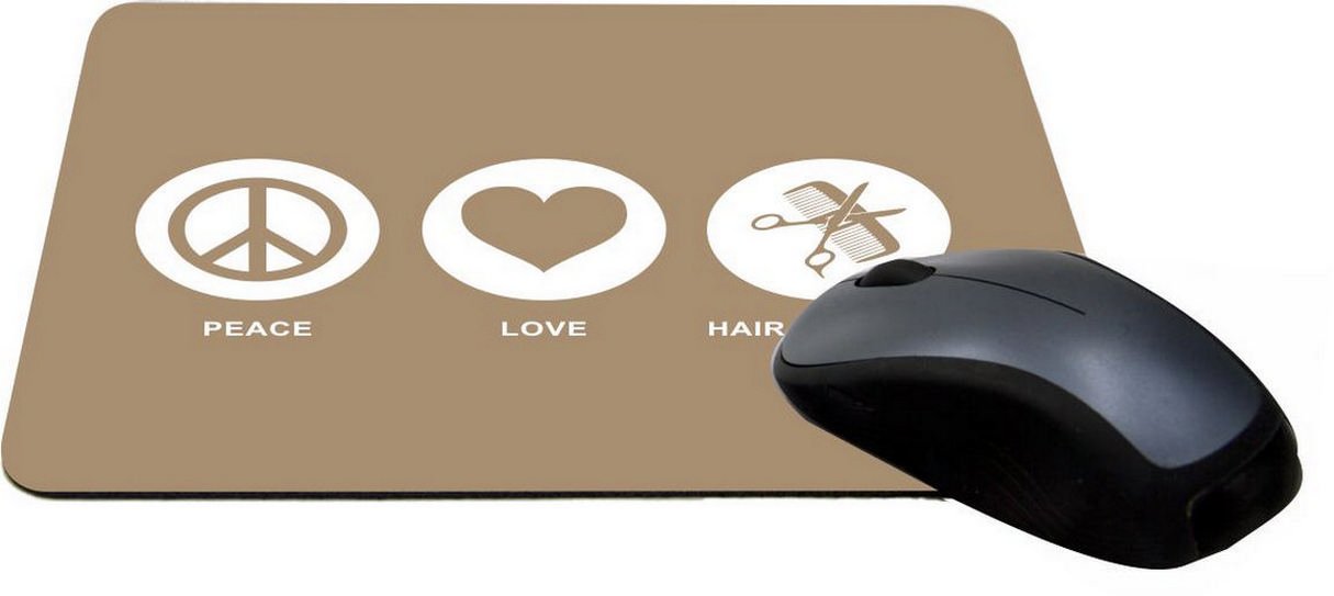 Peace Love Hair Dresser Brown Gaming Mouse Pad - Lightning Series (MPSQ-RK-42718) | Non-Slip Surface, Smooth Tracking for PC & Laptop Gaming, Office Work & Home Use