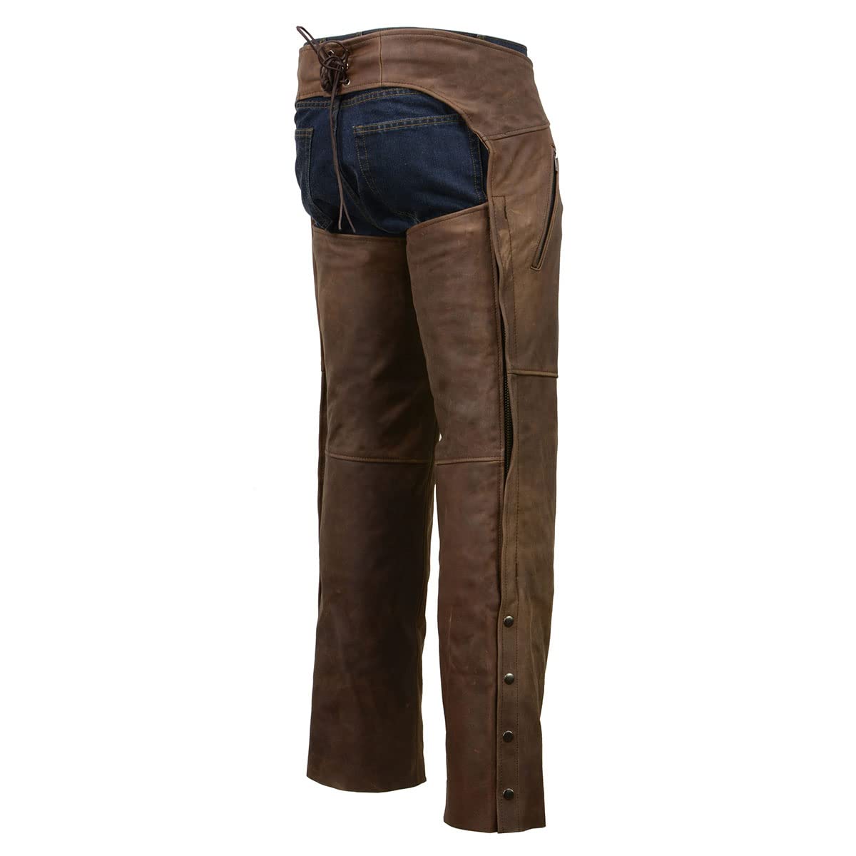 Milwaukee Men's Thermal Lined Premium Leather Motorcycle Chaps for Bikers & Riders - Small Size - Winter Riding Gear for Cold Weather Protection
