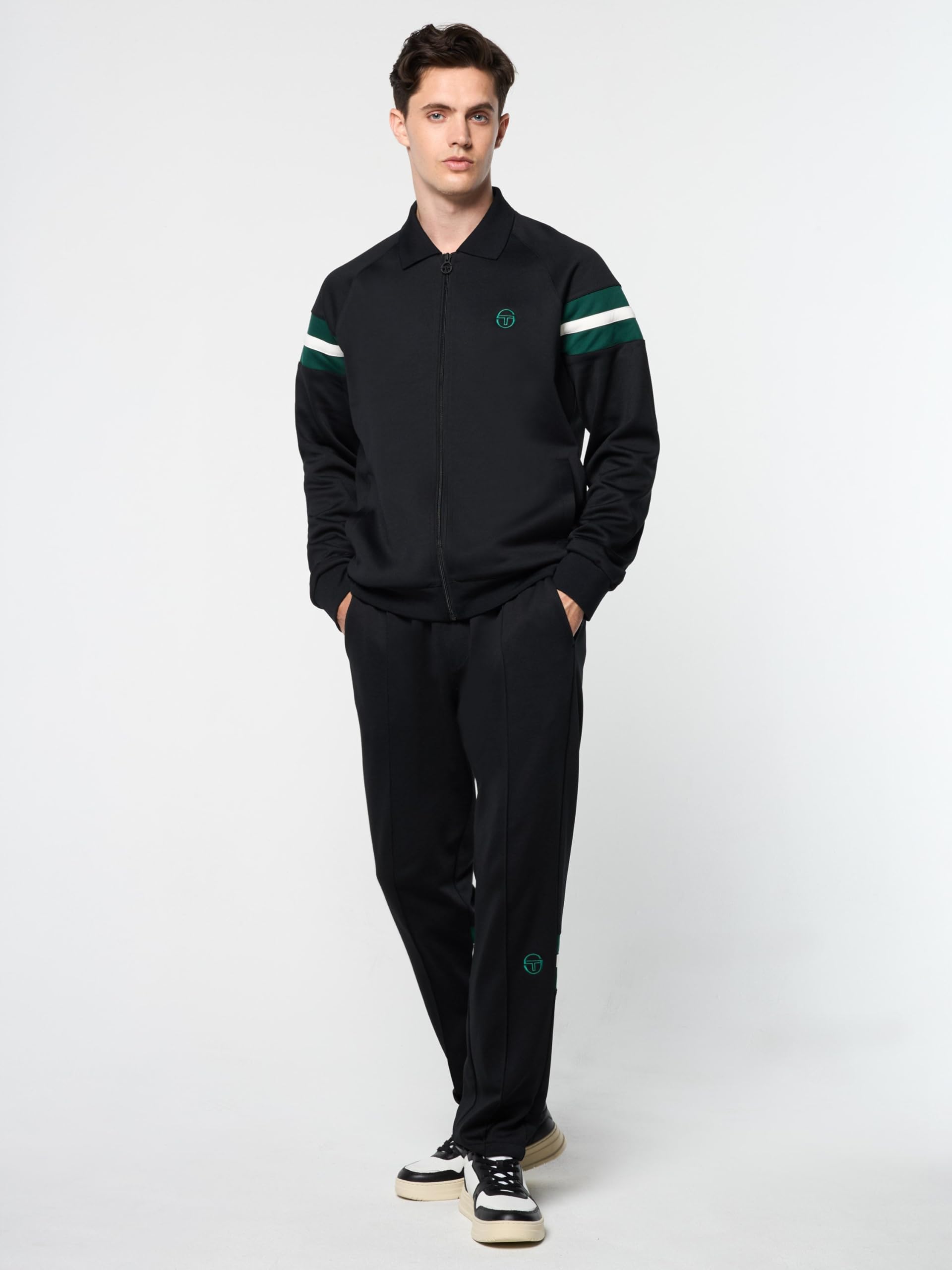 Sergio Tacchini Men's Rimini Track Jacket - Black - Lightweight Running Jacket for Men - Perfect for Jogging, Gym Workouts & Casual Wear