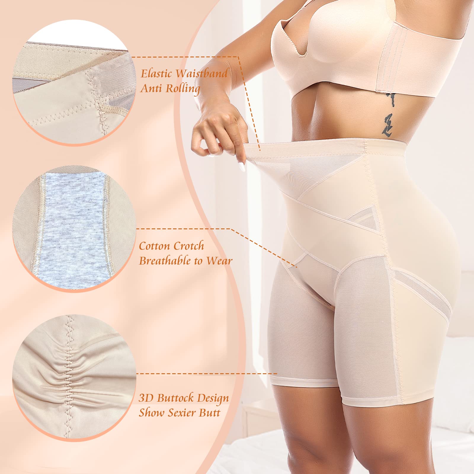 Best Shapewear Shorts for Women - High Waisted Tummy Control Body Shaper for Slimming & Smoothing - Perfect for Workout, Dresses & Everyday Wear