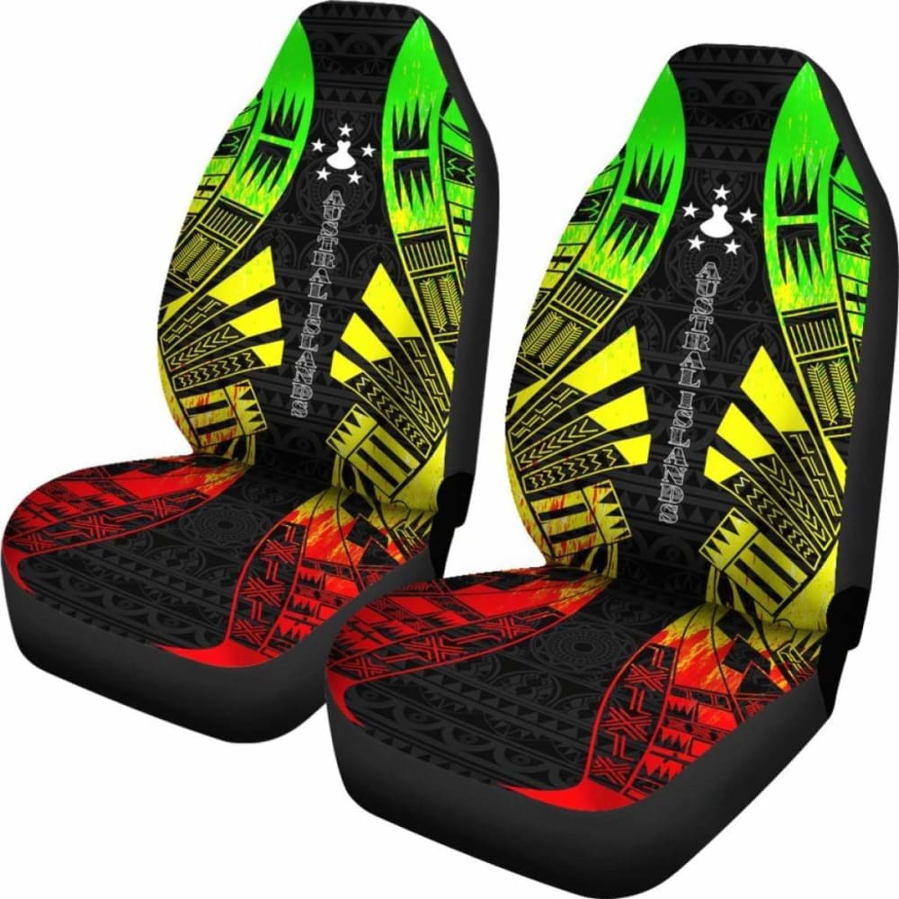 Premium Austral Islands Car Seat Covers with Polynesian Tattoo & Reggae Design - Durable & Stylish Protection for Cars, Trucks & SUVs - Perfect for Travel, Commuting & Tropical-Themed Vehicle Decor
