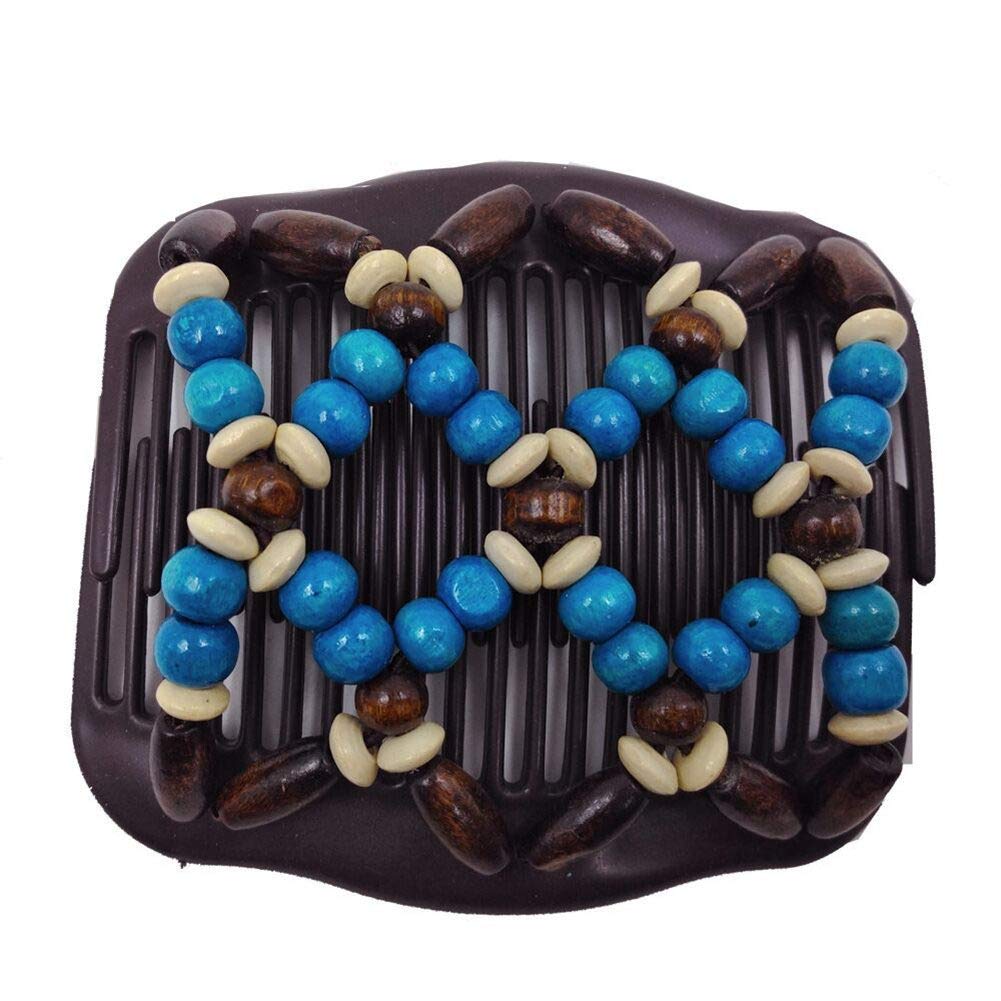 4-Pack Magic Elastic Hair Clips with Beads - Stretchy Double Hair Combs for Women & Girls | Perfect for Ponytails, Braids & Updos (Hair Accessories)