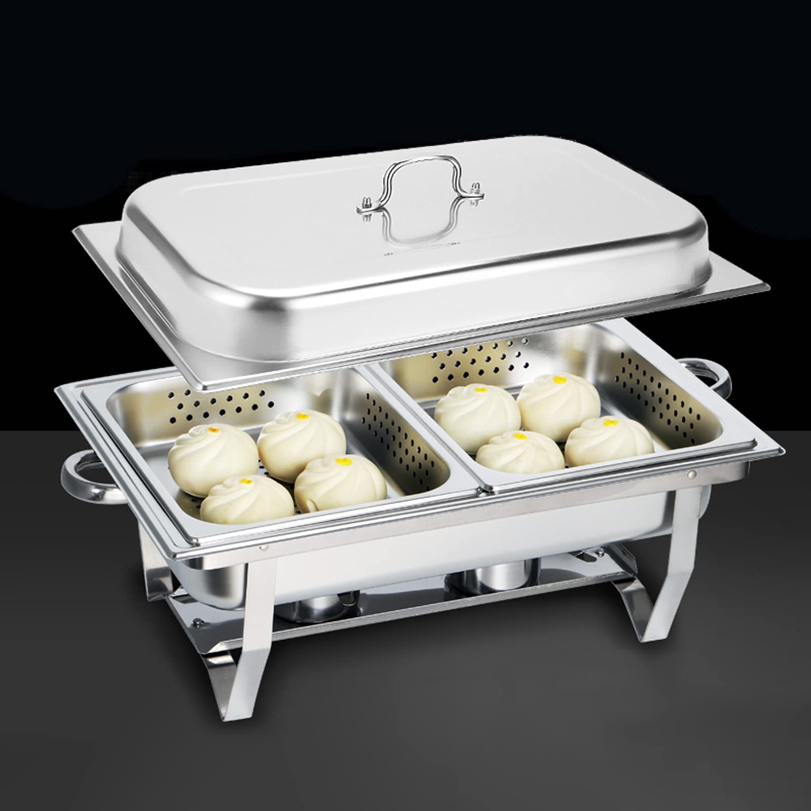 AIZYR 8QT Stainless Steel Buffet Chafer Warmer Set with Water Pan, Food Pan & Lid - Perfect for Wedding Receptions, Banquet Catering, Buffet Parties & Keep Food Warm at Events