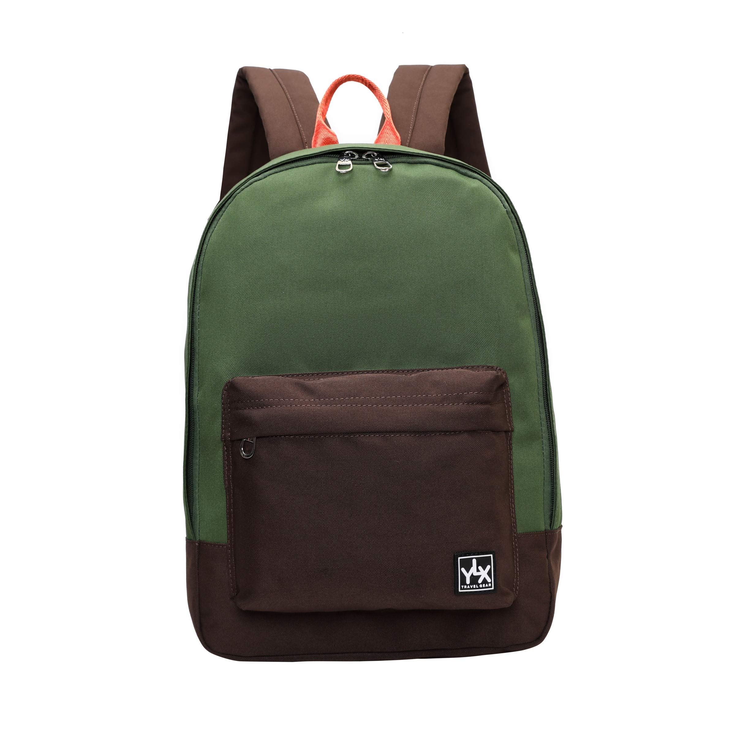 YLX Classic Eco-Friendly Travel Laptop Backpack - Stylish Computer Bag for Men & Women, Perfect for University & School, Fits 15” Laptops, Ideal for Work, Commute & Outdoor Adventures (Army Green & Dark Brown)