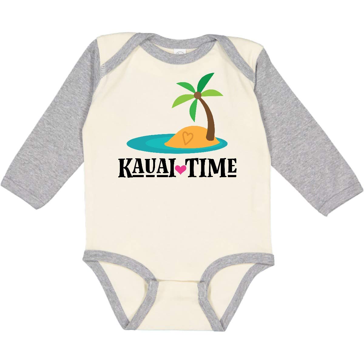 Inktastic Kauai Time Hawaii Island Long Sleeve Baby Bodysuit - Soft Cotton Infant Onesie for Boys & Girls - Perfect for Beach Vacations, Family Photos & Hawaiian Theme Parties