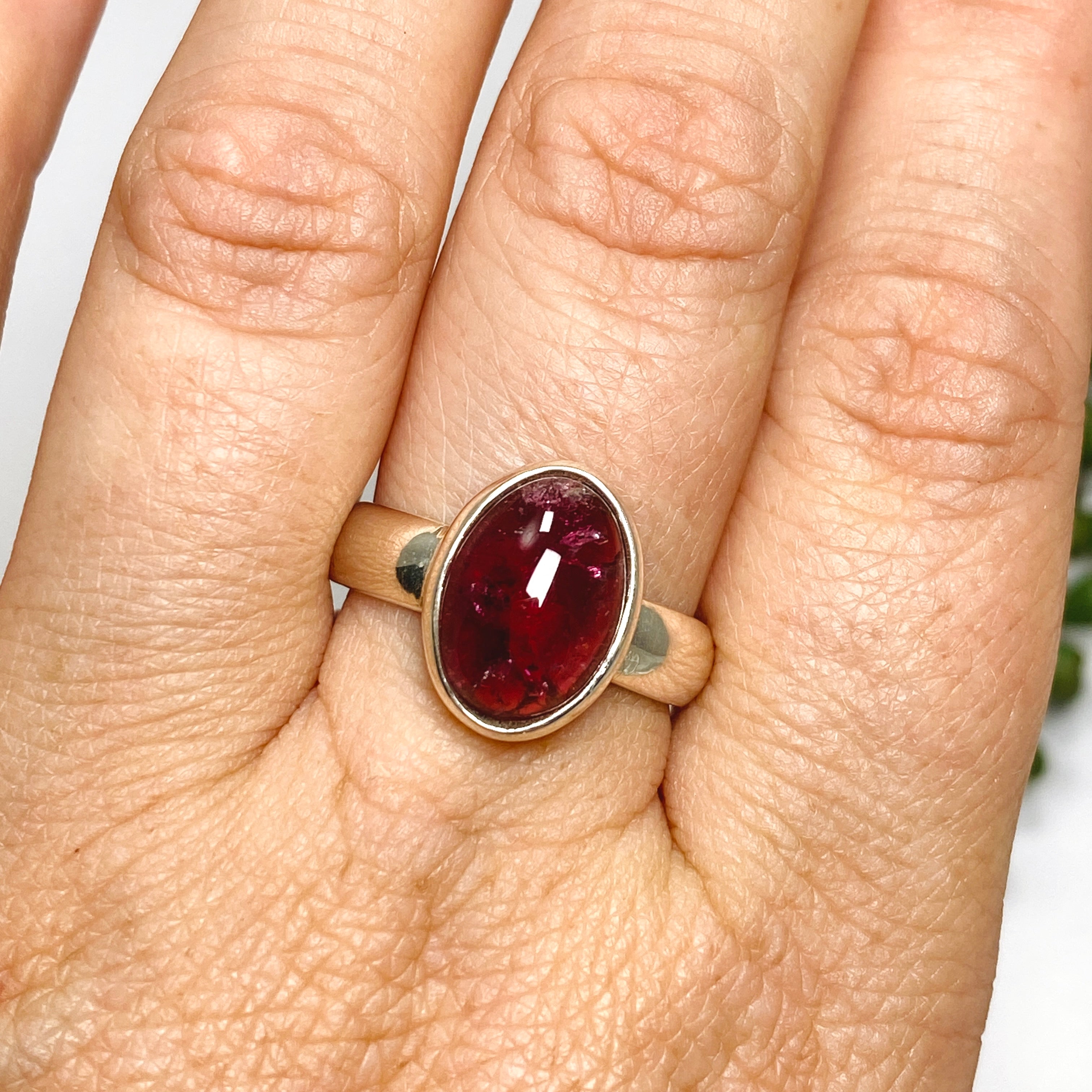 Natural Pink Tourmaline Oval Cabochon Ring - Size 8.5 Sterling Silver Jewelry PRGJ737 - Perfect for Engagement, Anniversary & Everyday Wear