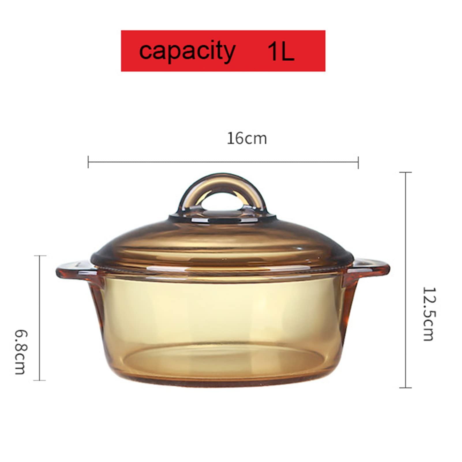 Heat Resistant Clear Glass Saucepan with Lid - 1L Round Microwave Safe Cookware for Stovetop, Oven & Kitchen Use - Perfect for Cooking, Baking & Serving Soups, Stews & Casseroles