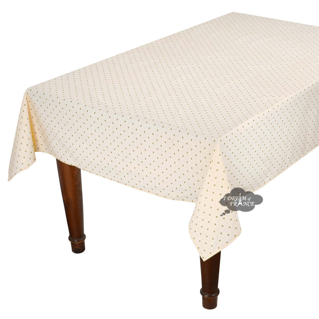 Tissus Toselli 60x120 Inch Rectangular Calisson Cream Acrylic Coated Cotton Tablecloth - Waterproof & Stain-Resistant Dining Table Cover for Restaurants, Weddings, and Home Decor