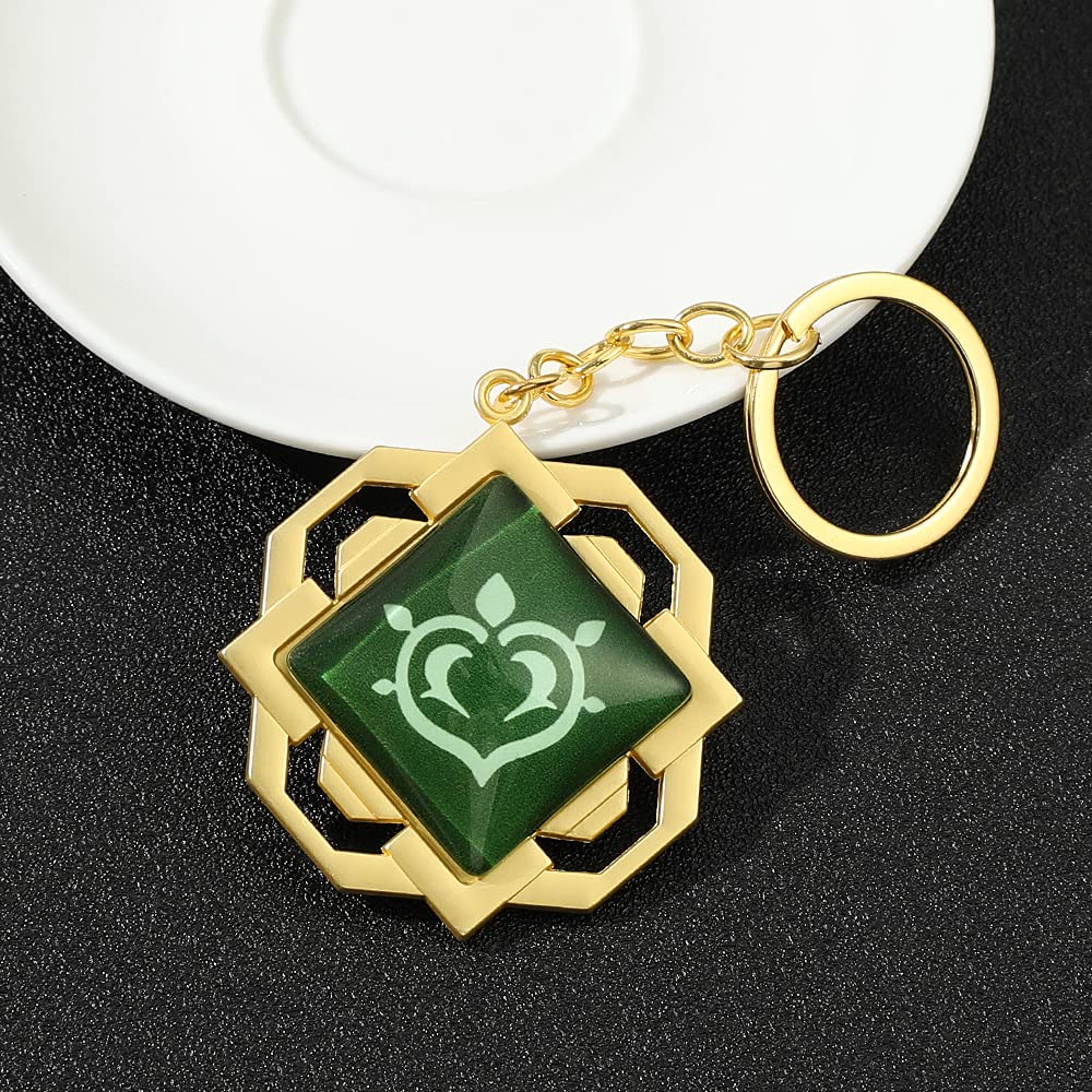 Luminous Liyue Vision Keychain - 2 Sides 3D Dendro Element Charm Keyring for Car Keys, Cosplay & Gifts | Anime Game Accessories for Genshin Impact Fans | Perfect for Keychains, Bag Charms & Collectibles