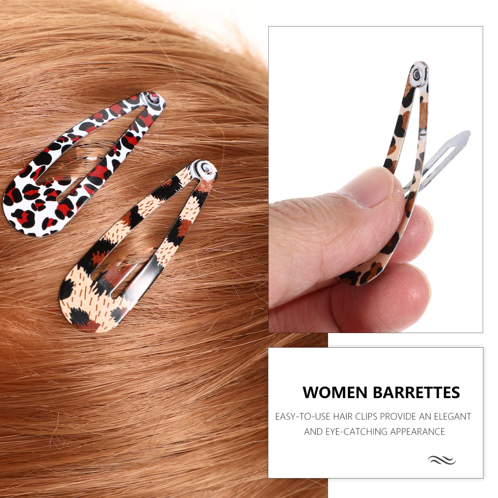 FRCOLOR 24pcs Leopard Print Snap Hair Clips - Non-Slip Metal Geometric Barrettes for Women & Girls - Perfect for School, Work, Parties & Everyday Hair Styling Accessories