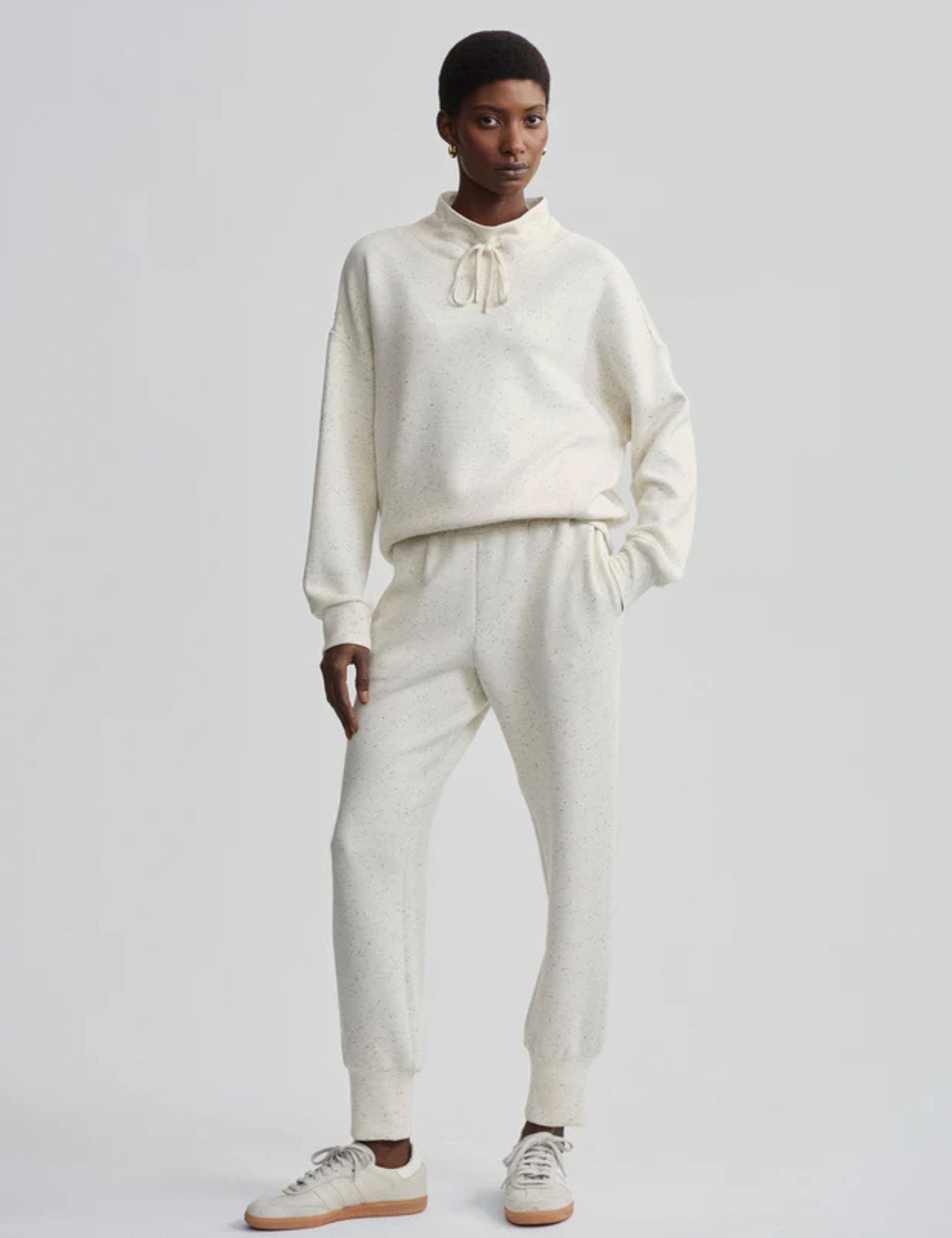 Oakdale Sweatshirt - Ivory Marl Fleck Pullover for Men & Women | Cozy Casual Wear for Fall & Winter | Perfect for Lounging, Travel & Outdoor Activities