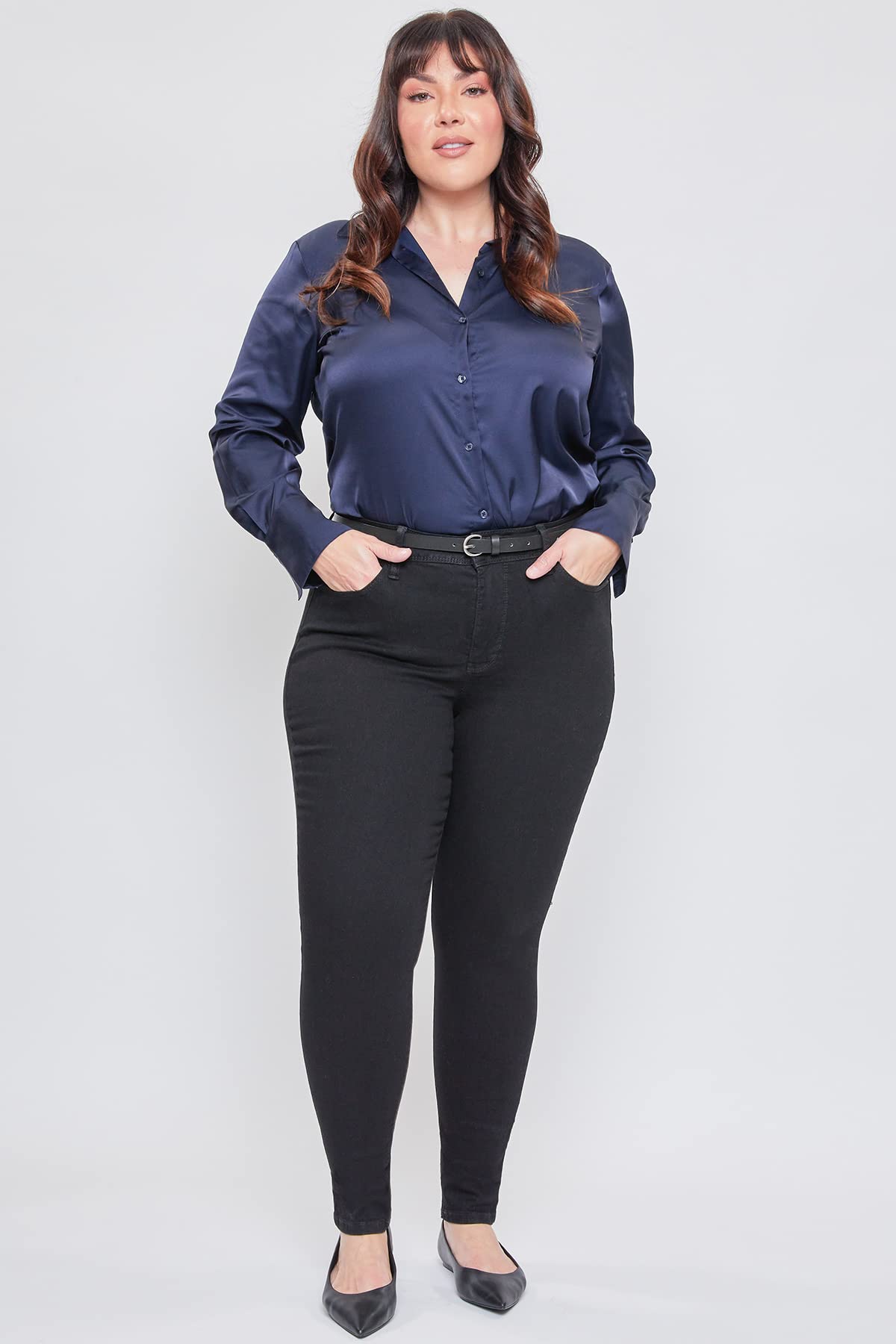 Royalty For Me Women's Plus Size Essential High Rise Skinny Jeans - Stretchy Comfort Denim Pants for Work, Casual & Everyday Wear