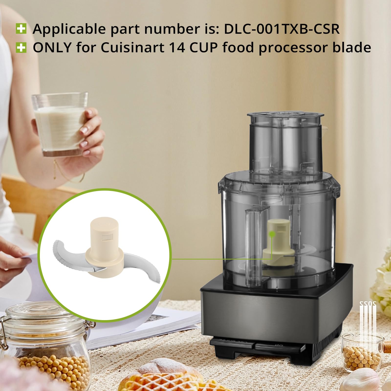 Original Blade Replacement for Cuisinart 14 Cup Food Processor - Compatible with Models DLC-2014, DFP-14BCNY, DFP-14BCN, DFP-14BWN - Genuine Part# DLC-001TXB-CSR - Perfect for Chopping, Slicing & Shredding in Your Kitchen