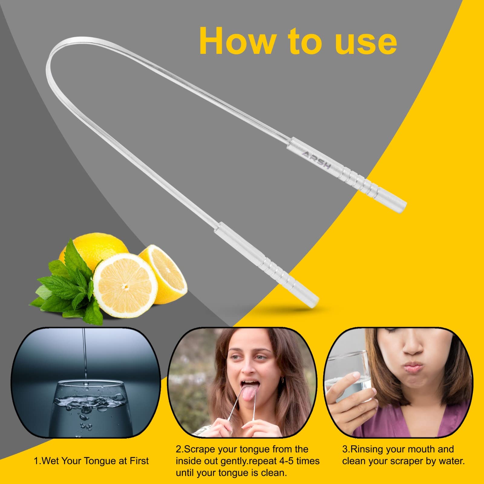 Premium Stainless Steel Tongue Scraper for Adults - 100% Metal Tongue Cleaner for Oral Hygiene & Fresh Breath - Bad Breath Remover for Men & Women - Perfect for Daily Dental Care Routine & Travel Hygiene Kit