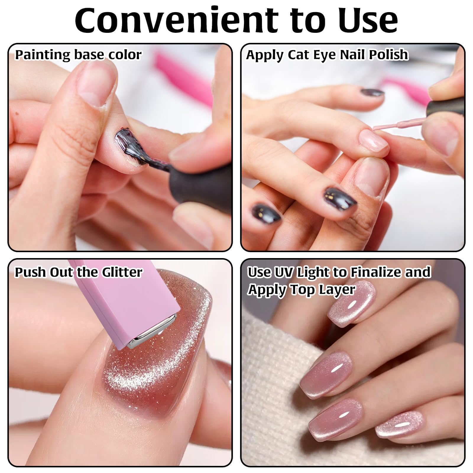 3 in 1 Cat Eye Nail Magnet Tool - Double-Head Strong Suction for 3D Nail Art, Gel Polish & DIY Designs | Professional Salon & Home Manicure Kit (Pink) | Perfect for Nail Art Enthusiasts & DIY Beauty Lovers