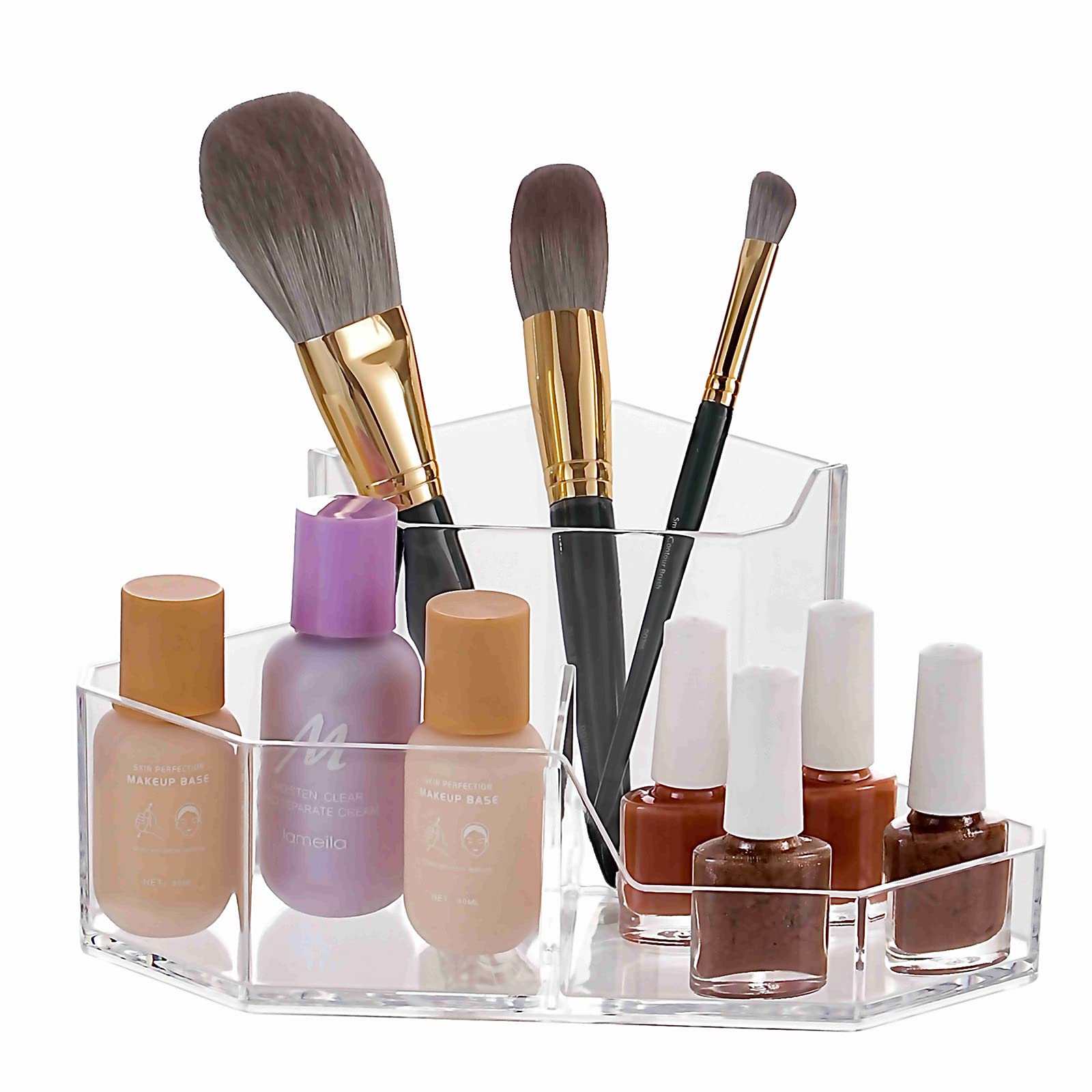 3-Slot Acrylic Makeup Brush Holder & Organizer - Vanity, Desk & Bathroom Countertop Storage for Cosmetics Brushes (Pack of 1) - Perfect for Makeup Artists & Beauty Enthusiasts