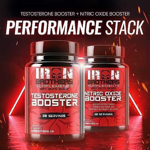Iron Brothers Nitric Oxide Booster Supplement - Extra Strength Pre Workout with L-Arginine for Maximum Blood Flow, Vascularity & Muscle Pumps - Boost Energy & Endurance - 30 Day Supply - Perfect for Gym, Bodybuilding & Athletic Performance