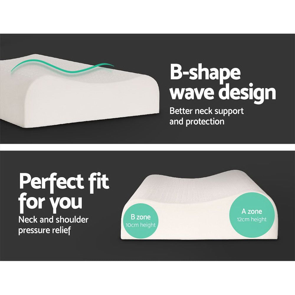 Giselle Bedding Natural Latex Pillow 2 Zone Twin Pack - Hypoallergenic & Breathable for Side & Back Sleepers - Perfect for Home, Travel & Hotel Use