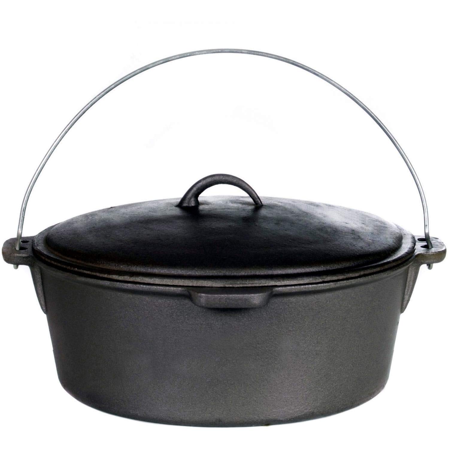 Cajun Classic 20-Quart Seasoned Cast Iron Dutch Oven with Lid - Heavy Duty Camping Cookware for Outdoor Cooking, Stews, and Baking - GL10491S