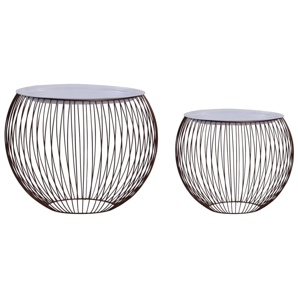 Scandinavian Style Coffee Tables Set of 2 - Modern White MDF with Gold Metal Frame - Living Room Side Tables, Couch Table, Home Decor - Perfect for Small Spaces, Apartments & Coffee Shop Style