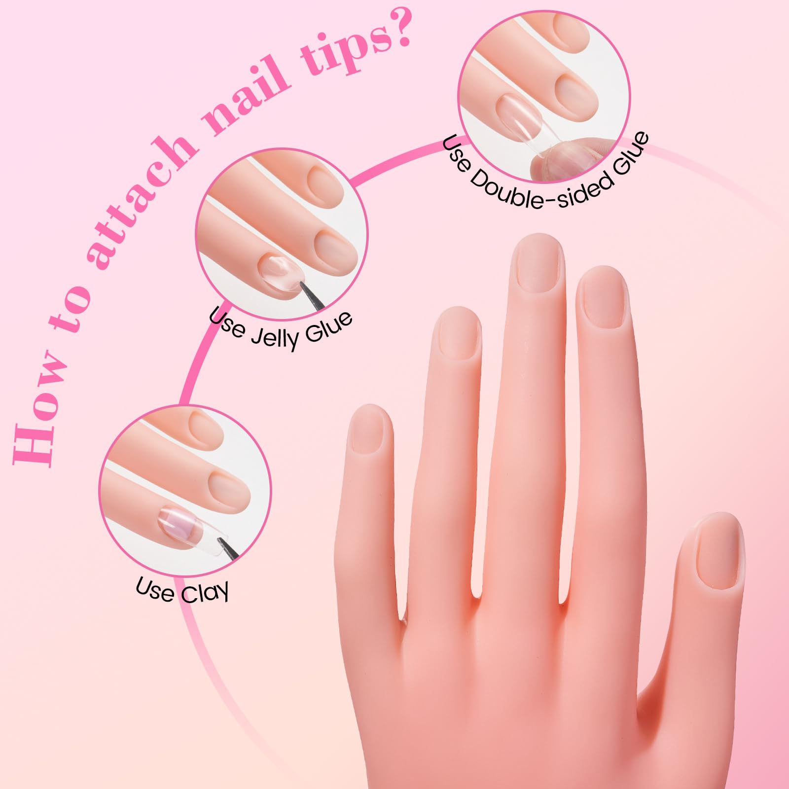 Flexible Practice Hand for Acrylic Nails - Bendable Nail Mannequin for Training & Nail Art Beginners | Perfect for Salon Practice, Home Learning & Professional Nail Technician Training