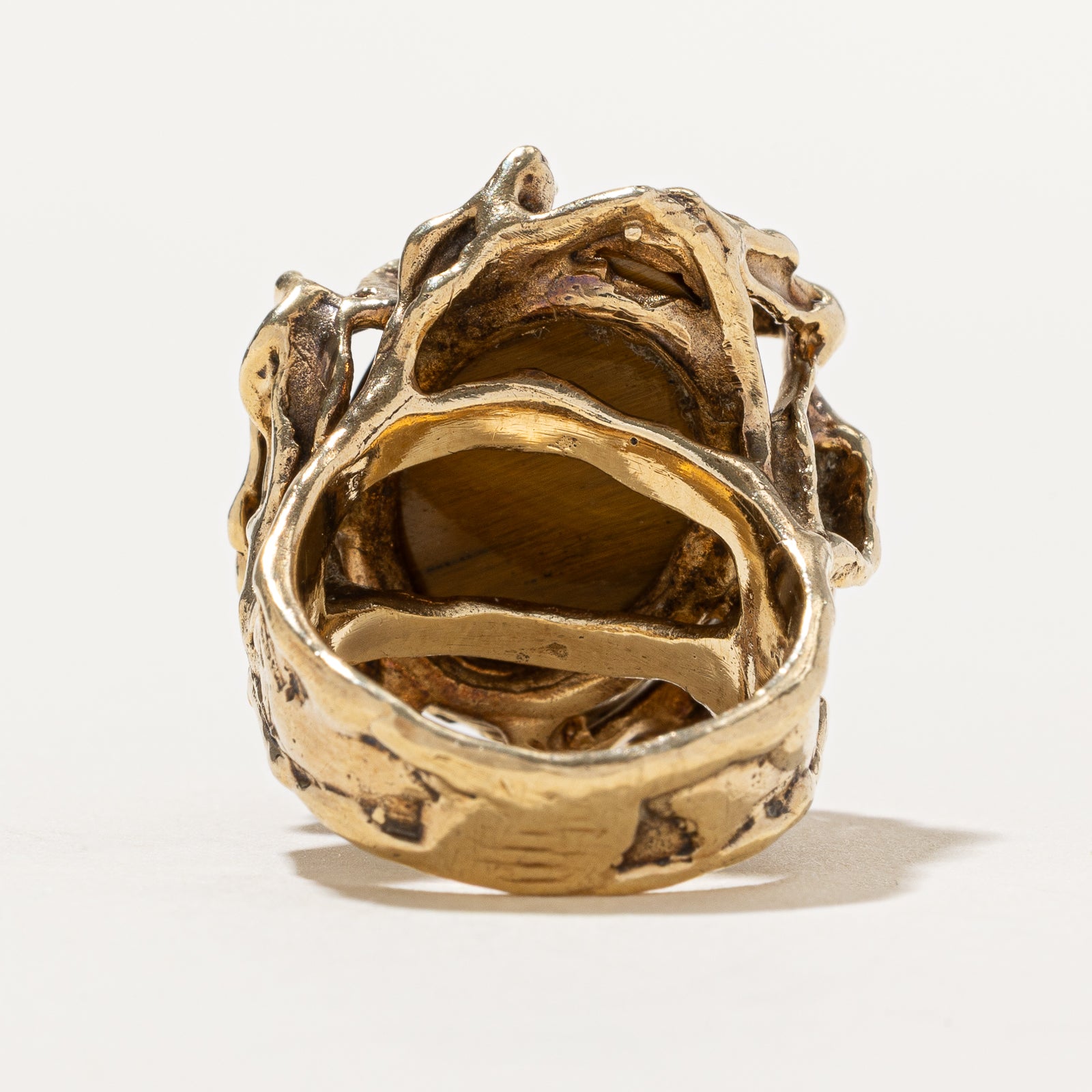10.00ct Natural Tiger's Eye Cocktail Ring - Size 6.25 - Handmade Freeform Statement Jewelry for Women | Perfect for Evening Parties, Date Nights & Special Occasions
