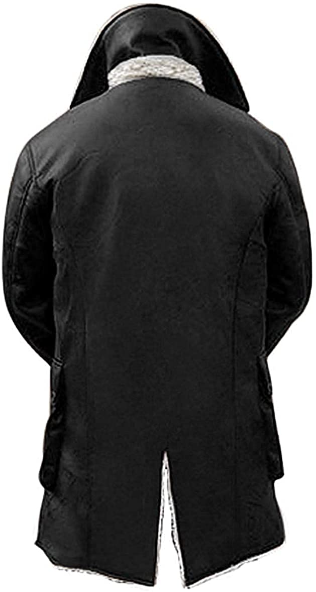 Decrum Genuine Lambskin Shearling Leather Trench Coat for Men - Premium Long Winter Jacket with Warm Fleece Lining | Perfect for Cold Weather, Outdoor Adventures & Stylish Urban Fashion