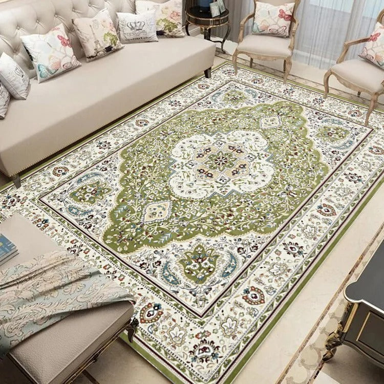 Handmade Traditional Persian Off White & Green Luxury Rug - Premium Wool Oriental Carpet for Living Room, Bedroom & Home Decor