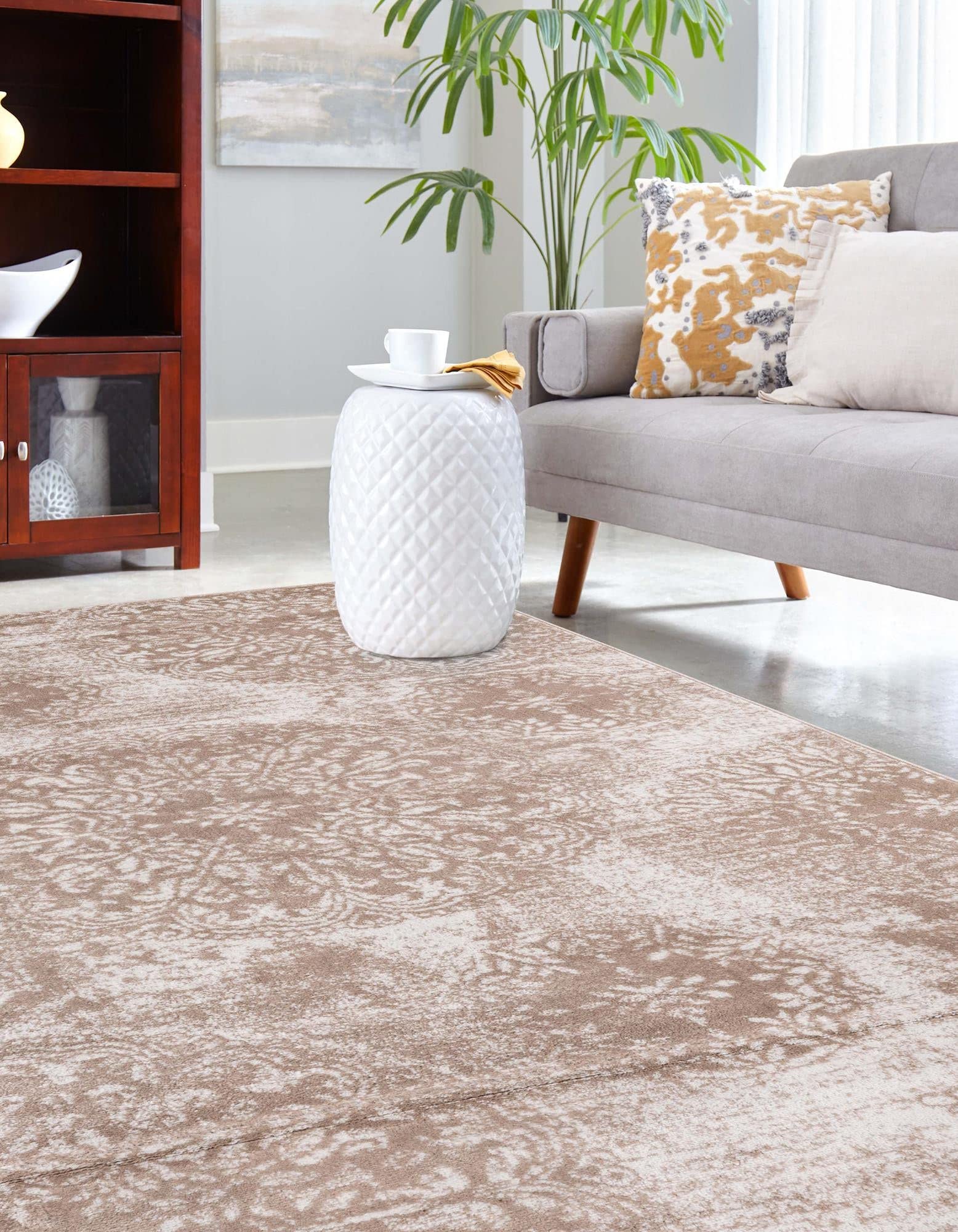 Monte Carlo Collection 6' x 9' Beige Area Rug - Soft Medium Pile Living Room Carpet for Large Spaces, Dining Rooms & Open Floor Plans | Home Decor, Office, Bedroom