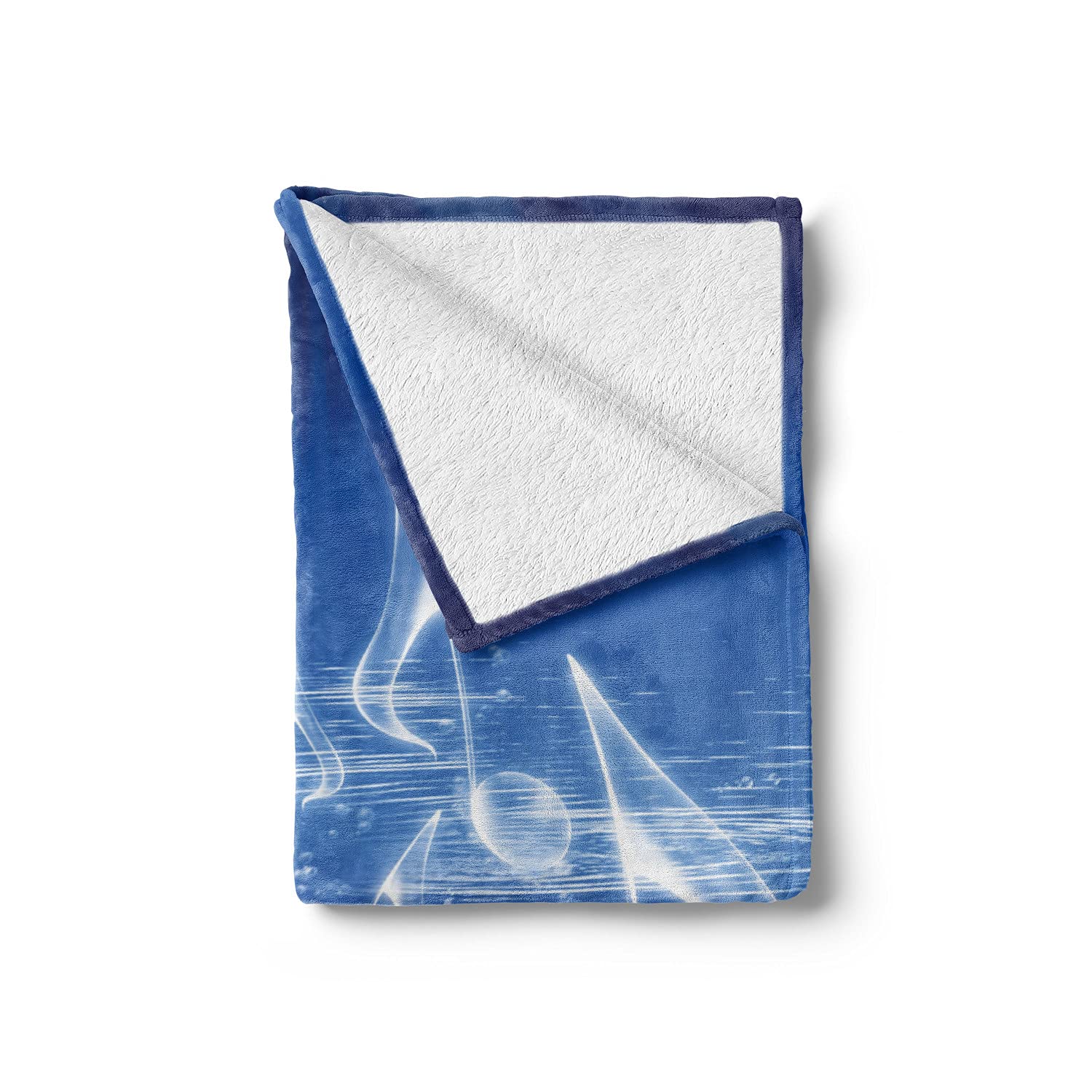 Ambesonne Music Themed Fleece Throw Blanket - Blue Musical Notes & Dancing Waves Design, 70
