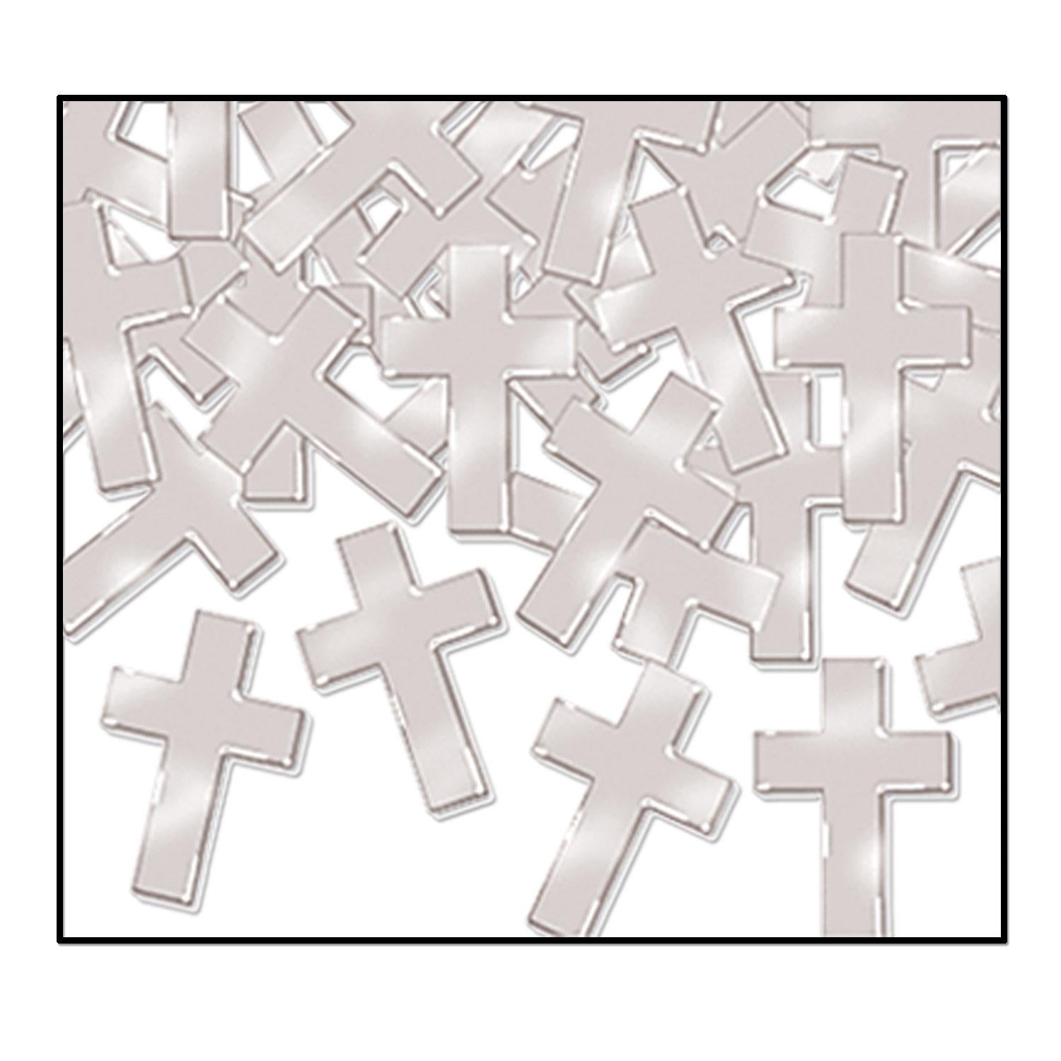 12 Pack Beistle Silver Confetti Crosses - 1 Oz per Pack - Perfect for Baptisms, Weddings, and Easter Celebrations