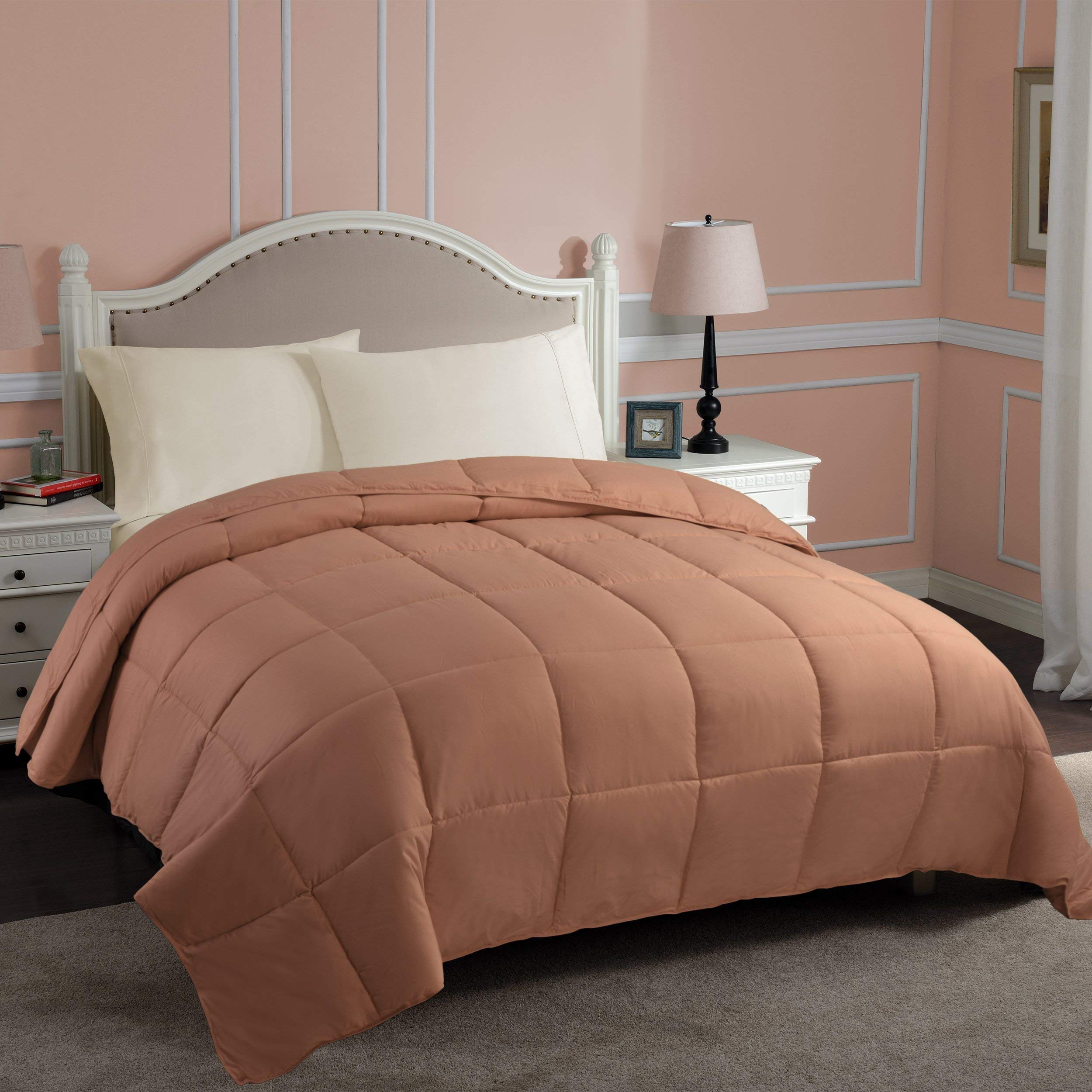 100% Cotton All-Season Comforter - 500 GSM Ultra Soft & Warm Winter Duvet with Corner Tabs | Box Stitched, Machine Washable | Queen/Full Size in Camel | Perfect for Cozy Bedrooms & Guest Rooms