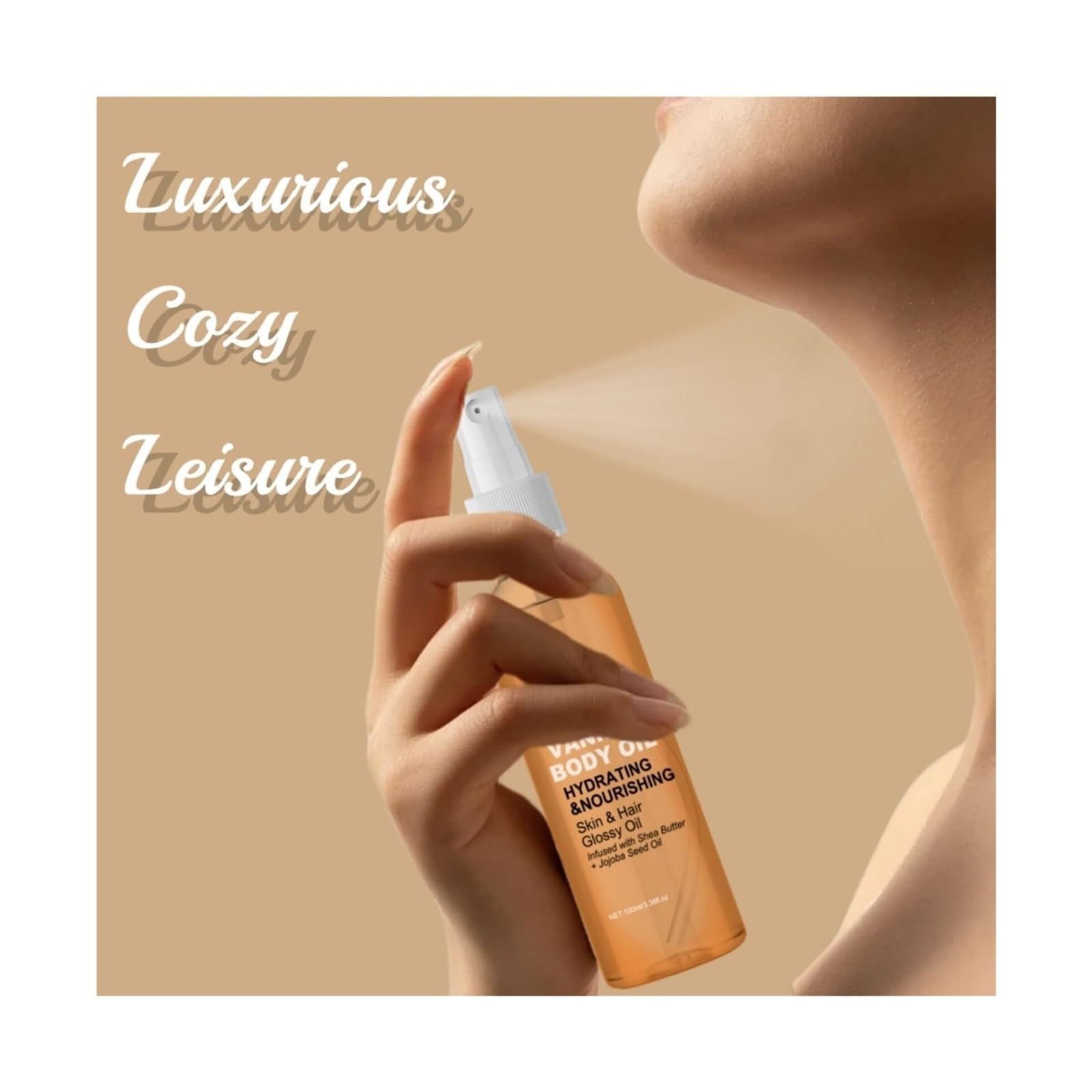 Premium French Vanilla Cashmere Body & Hair Oil - Hydrating, Firming & Nourishing for Skin & Hair Care - Perfect for Spa, Massage & Daily Moisturizing (1pc)